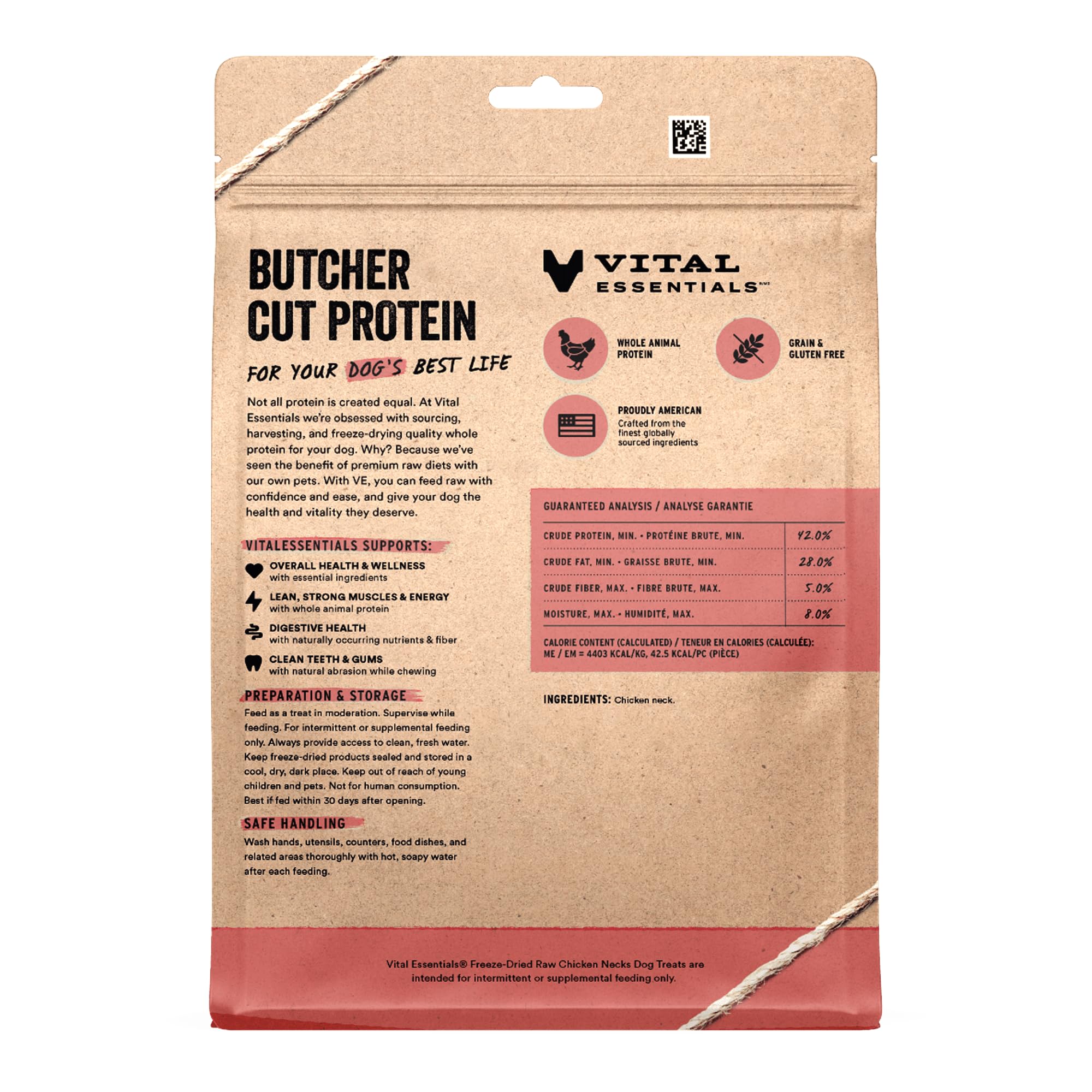 Vital Essentials Chicken Necks Dog Treats, 9 oz | Freeze-Dried Raw | Single Ingredient | Premium Quality High Protein Training T