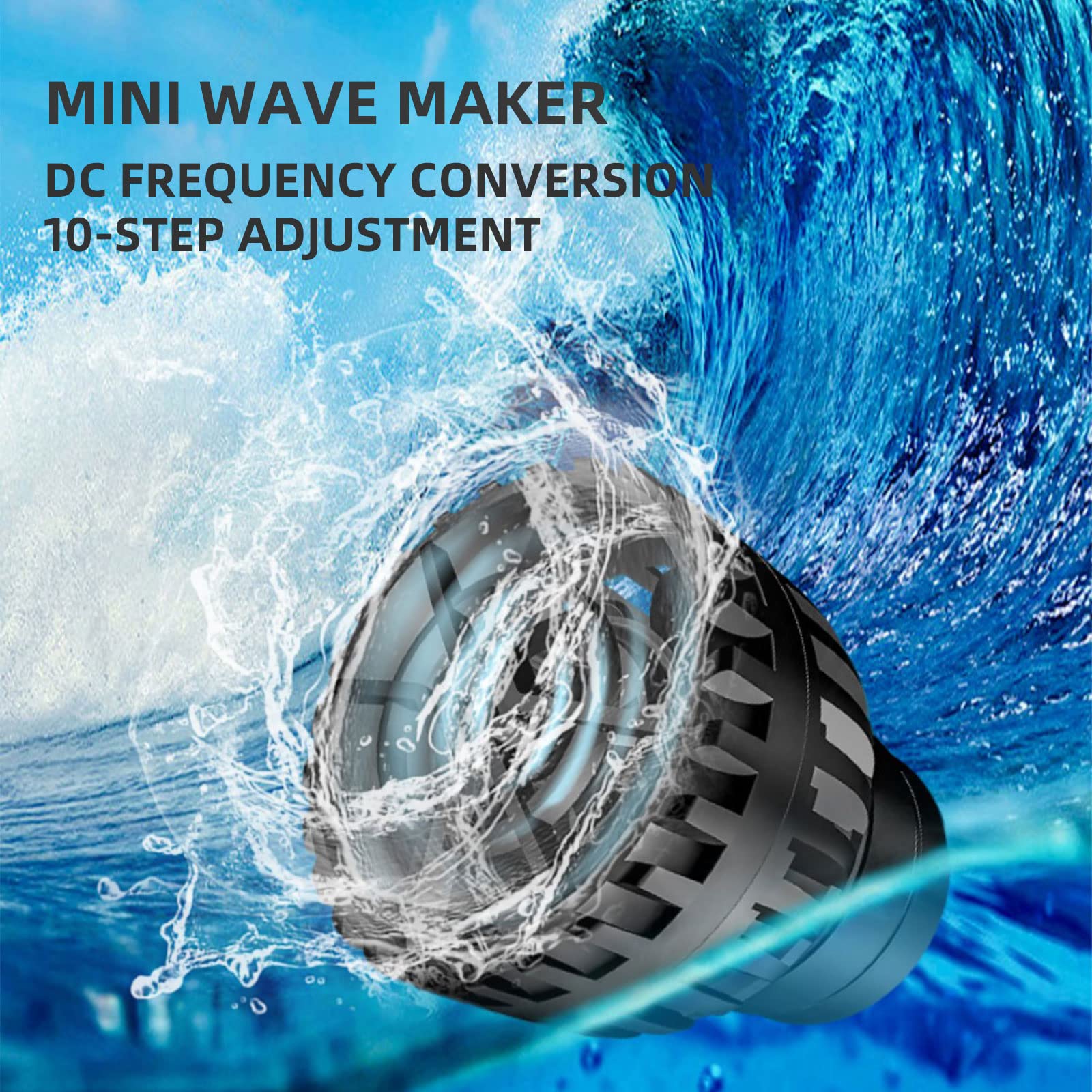 ZKSJ Mini Aquarium Pump 530GPH USB Wave Maker, 5W DC 5V, Stainless Steel, Black, For Tanks Up to 14 Inches, 5-20 Gallons