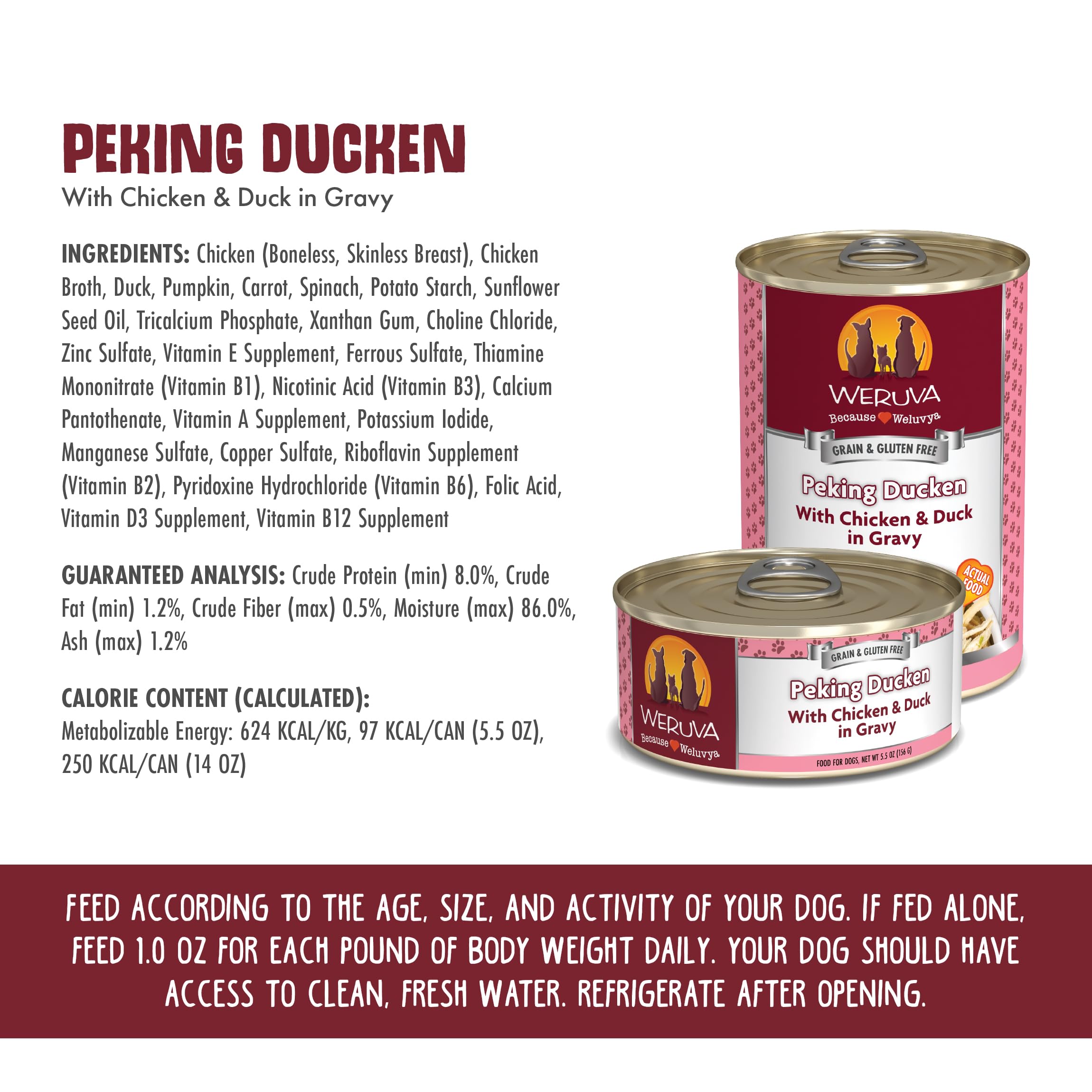 Weruva Classic Dog Food, Peking Ducken with Chicken & Duck in Gravy, 5.5oz Can (Pack of 24), Multi