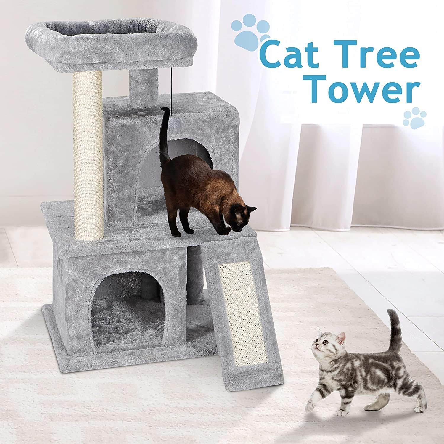 Nova Microdermabrasion Cat Tree For Indoor Cats Cat Tower Cat Scratching Post 34 In Cat Condo Ultra Soft Plush Covering Cat Furniture For Kittens Pet Play House