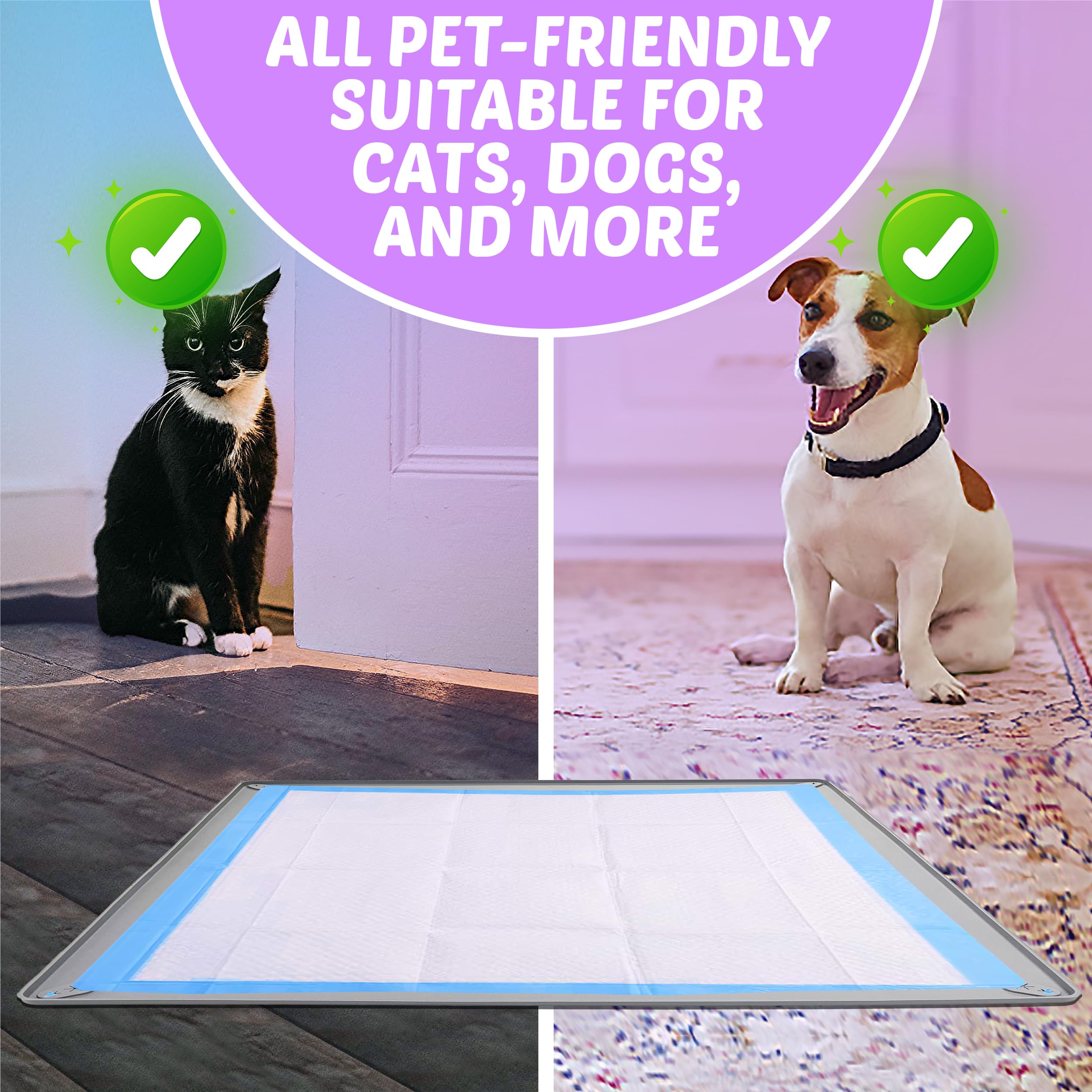 Skywin Dog Pee Pad Holder Tray - Non-Spill, Easy to Clean, 34 x 28 Inches, Light Grey, Fits 28” x 34” Pee Pads with Corner Lock Holes
