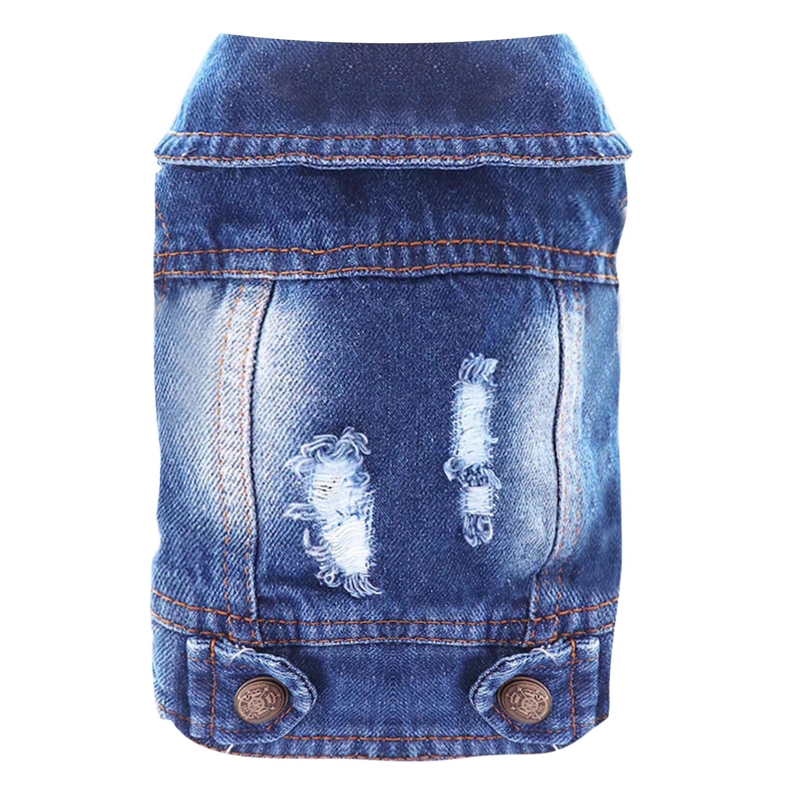 Doggyzstyle Cool Blue Dog Jean Jacket Small Pet Outfits Dog Clothes For Small Medium Dogs Cats Boys Girls Pet Vest Denim Coats Puppy Shirts Doggy Costume Clothing For Shih Tzu Chihuahua Yorkie Teacup