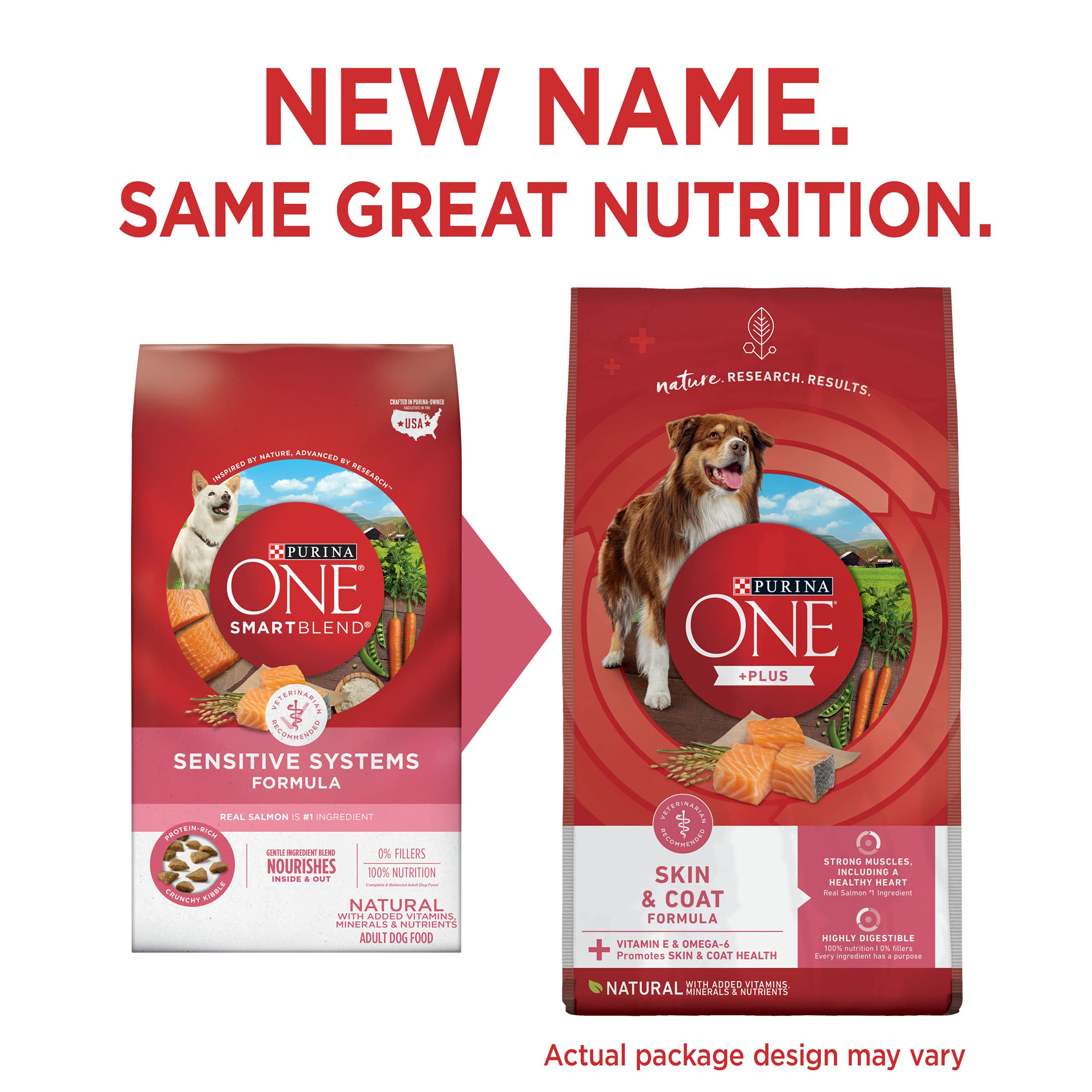 Purina ONE Natural, Sensitive Stomach Dry Dog Food, +Plus Skin & Coat Formula - 16.5 lb. Bag