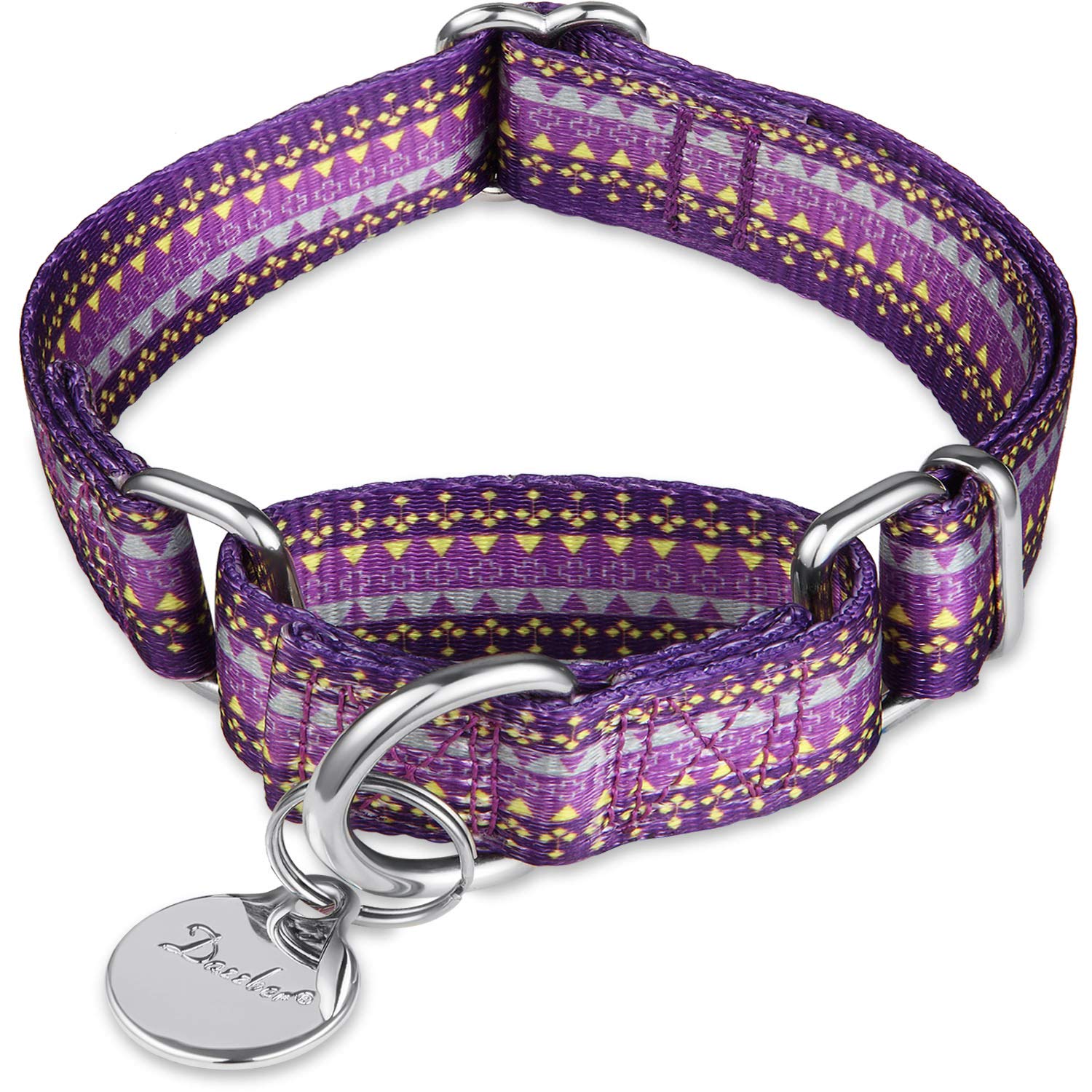 Martingale Collar Floral Print Dog Collar - Dazzber No Pull Pet Collar, Heavy Duty Adjustable Dog Collar, Large, Neck 17 Inch -25 Inch, Sun Flower (Graphite Grey)