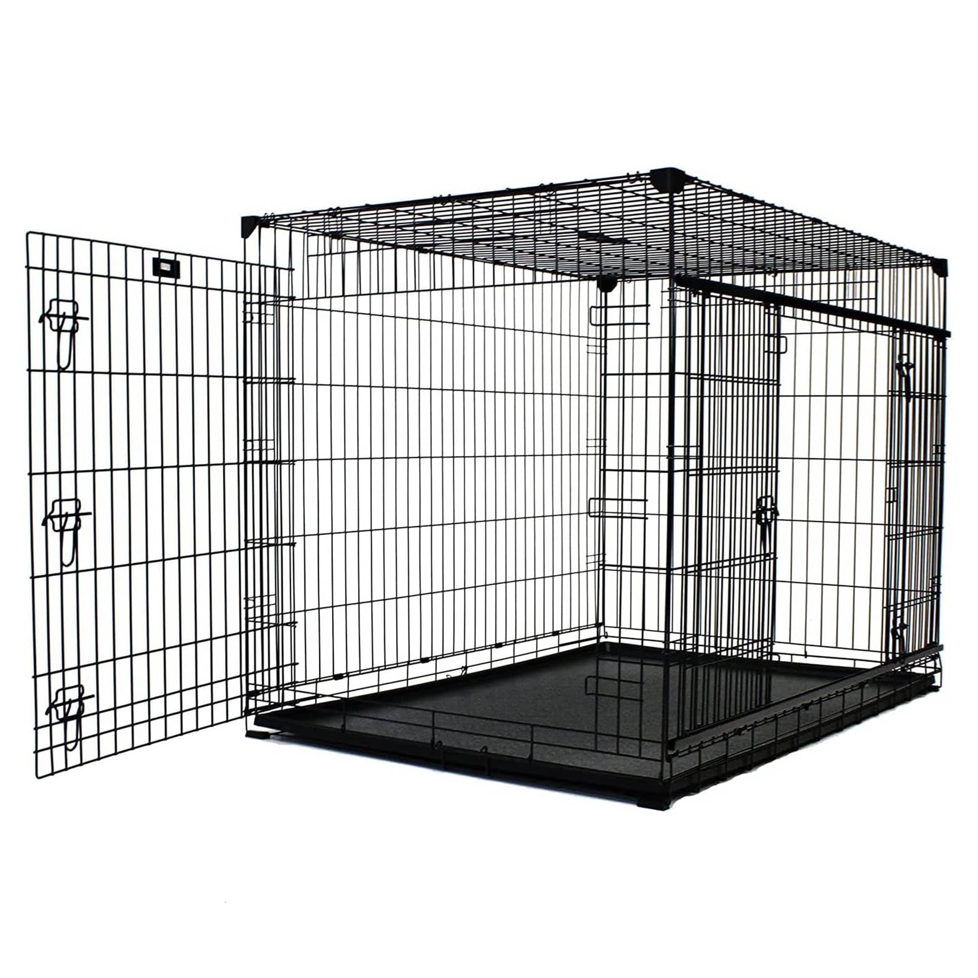 Lucky Dog Dwell Series 42 Inch Large Lightweight Kennel Secure Fenced Pet Dog Crate w/Divider Panels, Sliding Doors, and Removab