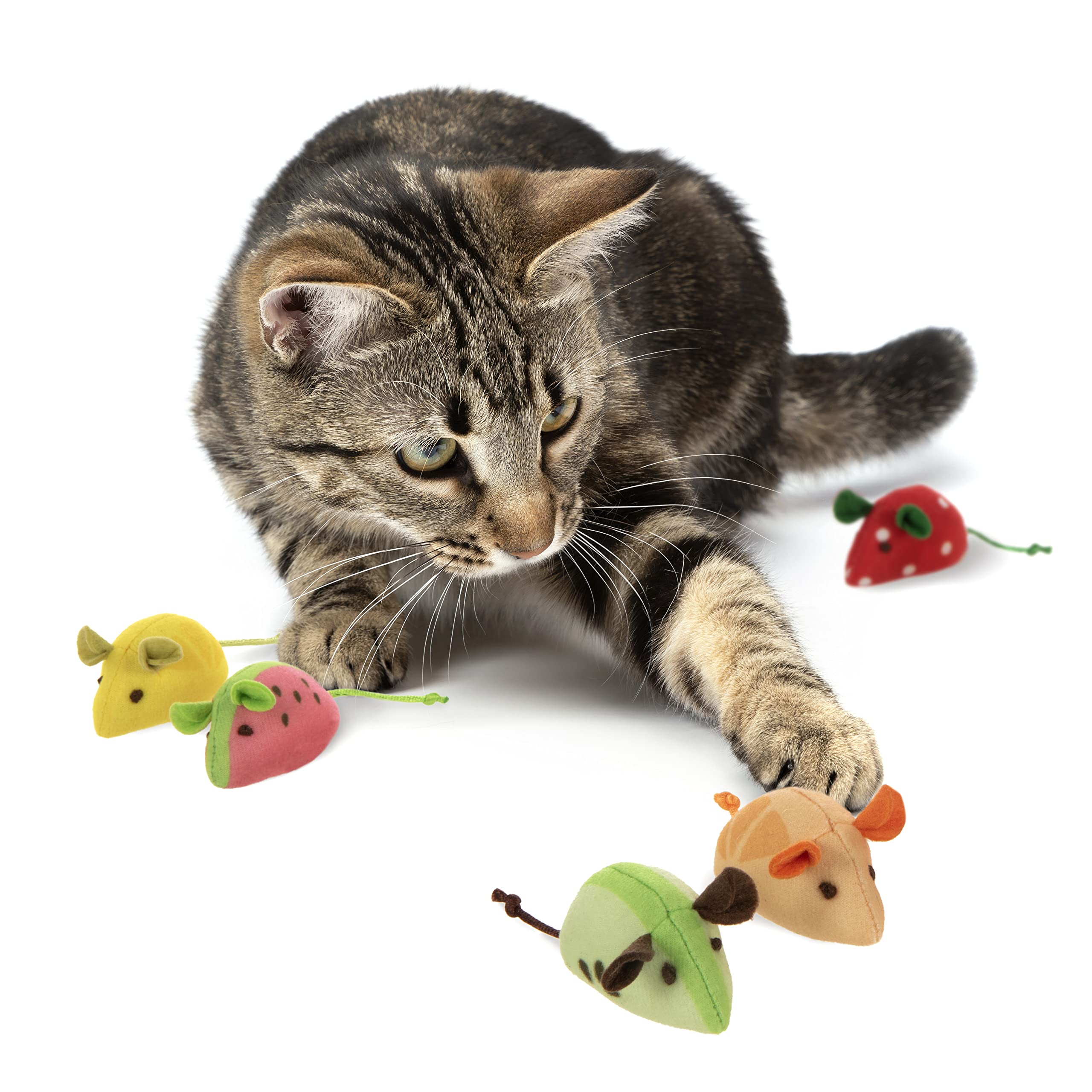 Smartykat (5 Count Skitter Slices Plush Catnip Cat Toys - Multi Color, 5 Count (32154)