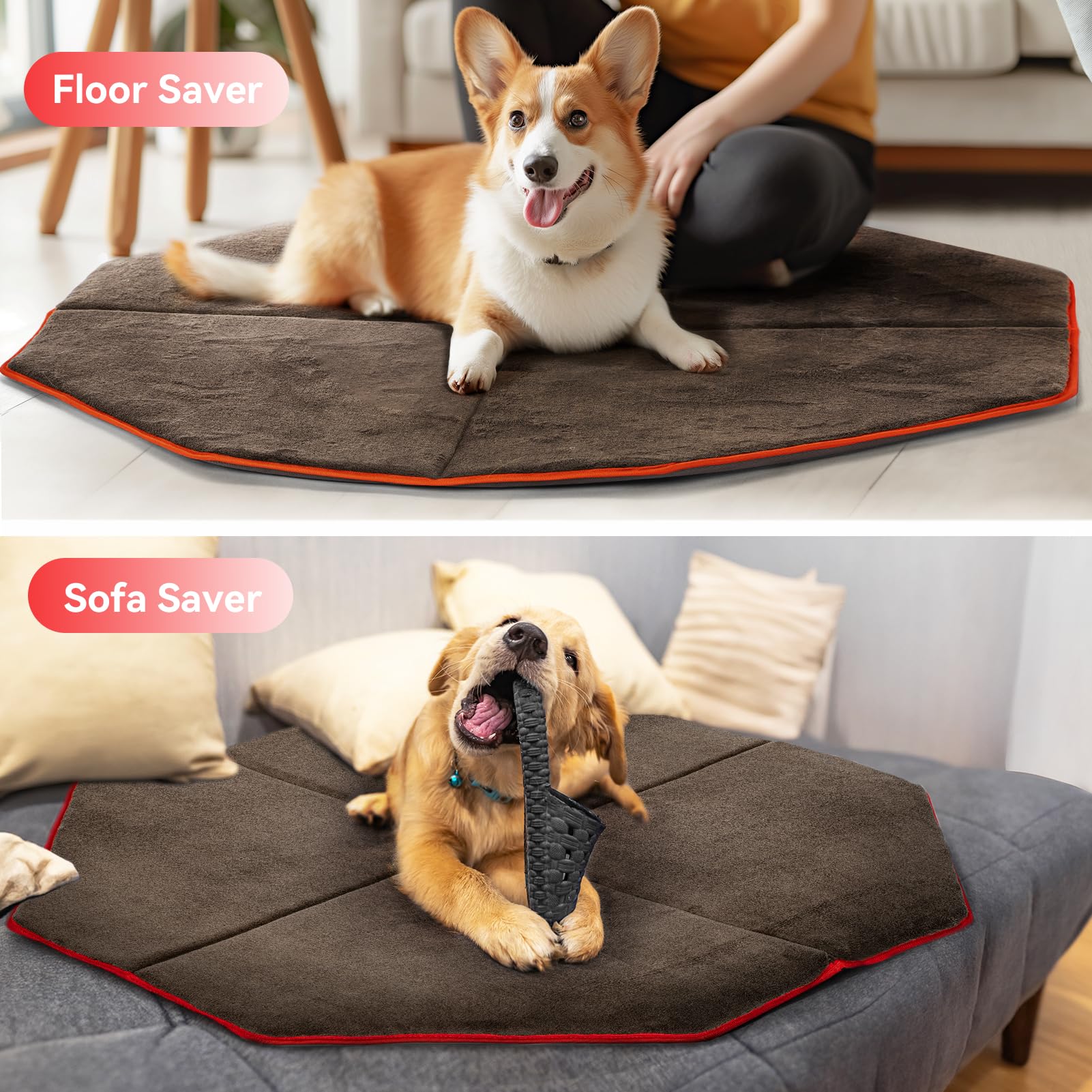 Petsfit Dog Playpen Mat Waterproof Washable Double-Sided Foldable 42.9'' Dia Thick Octagon Absorbent Leak-Proof Reusable Trainin