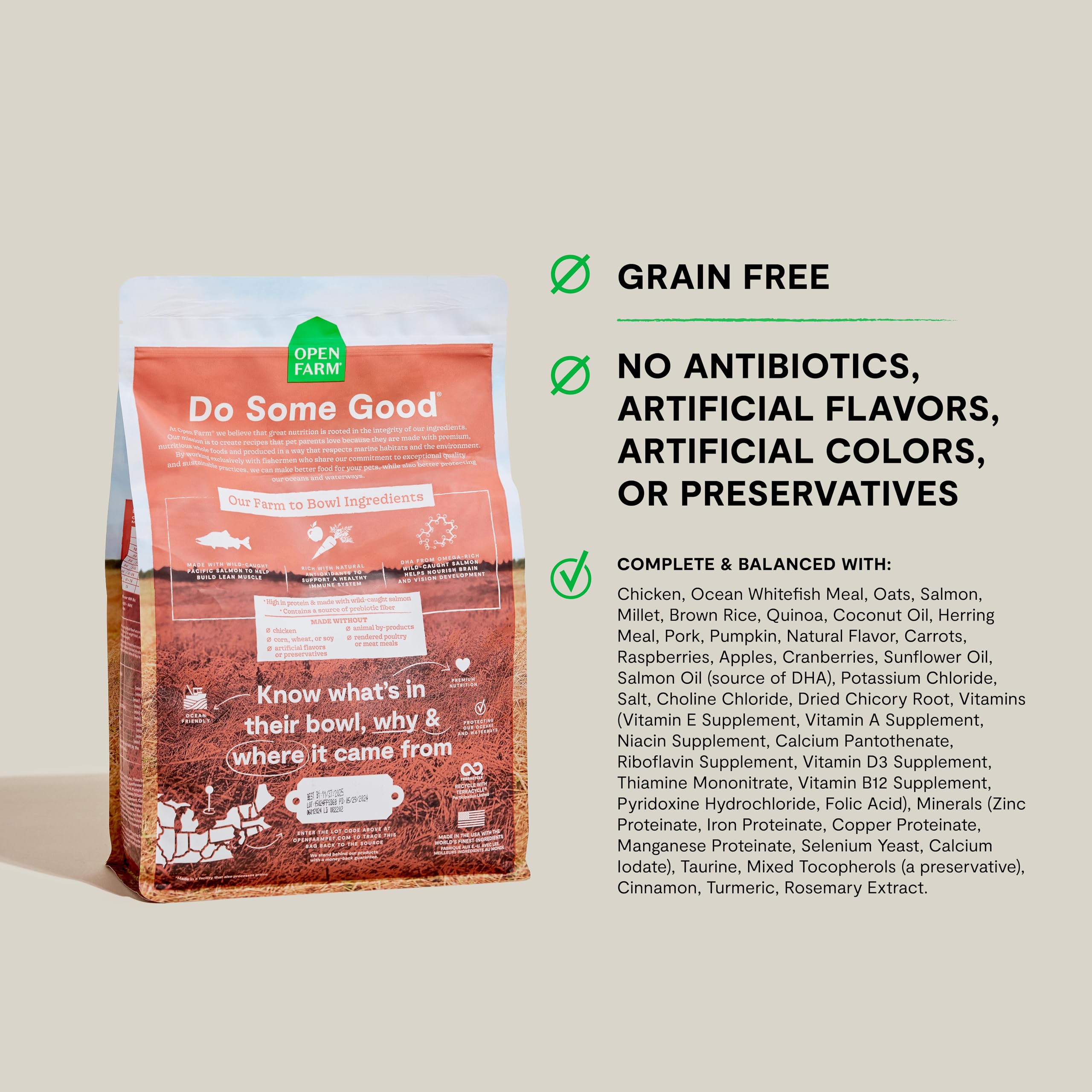 Open Farm Grain-Free Dry Dog Food for Puppies, Salmon & Sweet Potato, 22lb Bag