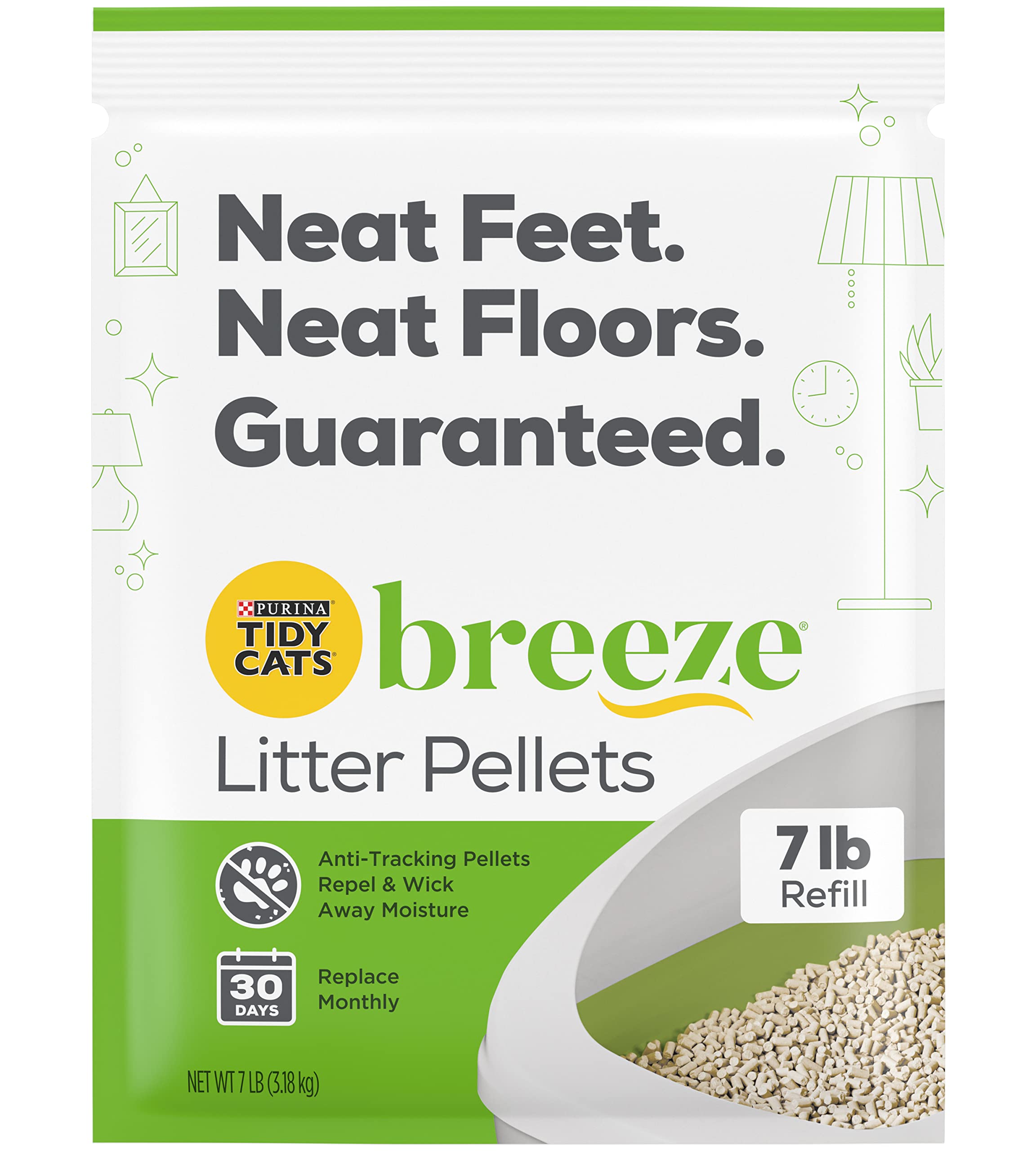Tidy Cats Breeze Litter Pellets Refill Pouch, Made For Multiple Cats, Anti-Tracking Pellets For Breeze Litter System, 7 Lb Refil