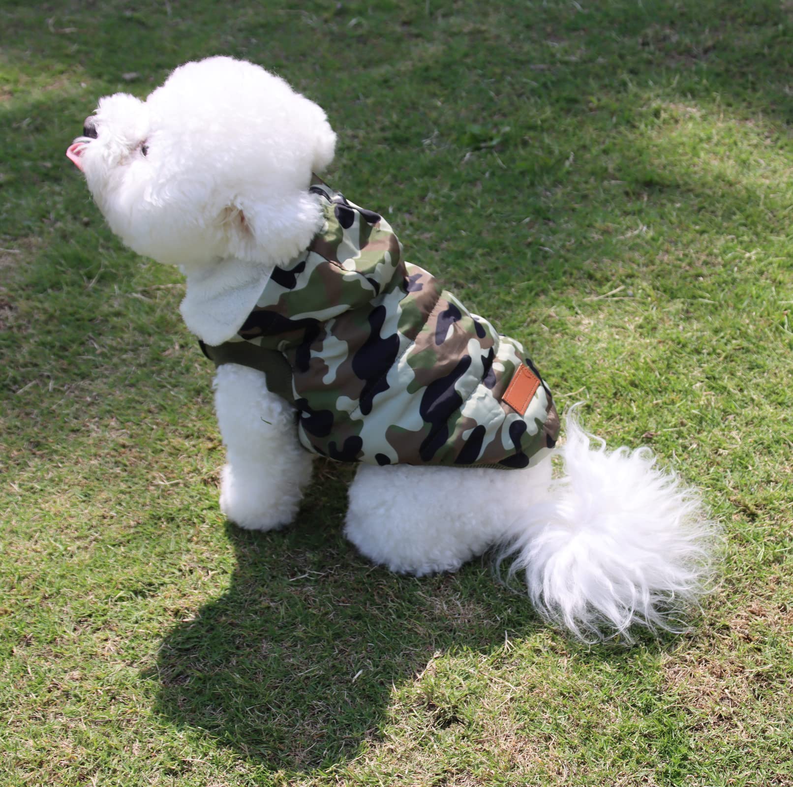 Vecomfy Fleece Lining Extra Warm Dog Hoodie In Winter For Large Dogs Jacket Pet Coats With Hooded,Green Camo Xxl