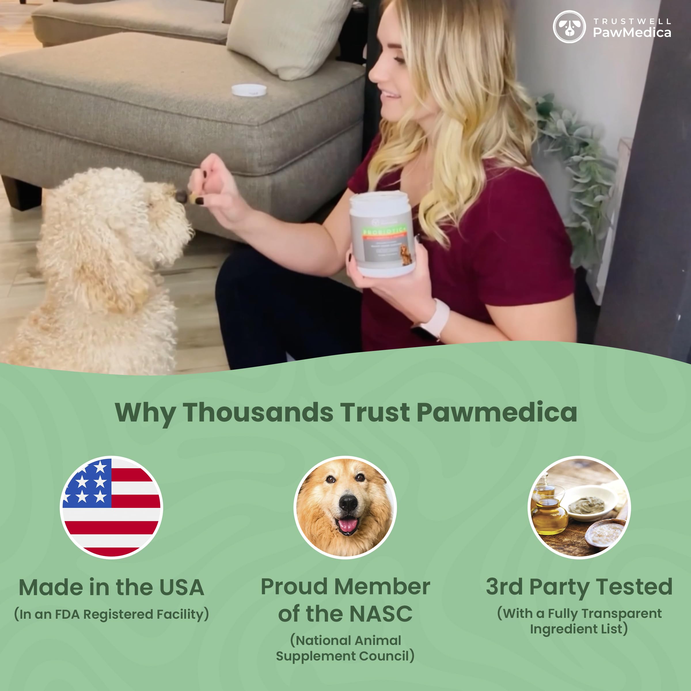 PawMedica Dog Probiotics and Digestive Enzymes, Probiotics for Dogs Made in USA, Pet Probiotic Chews for Dogs, Prebiotics & Prob