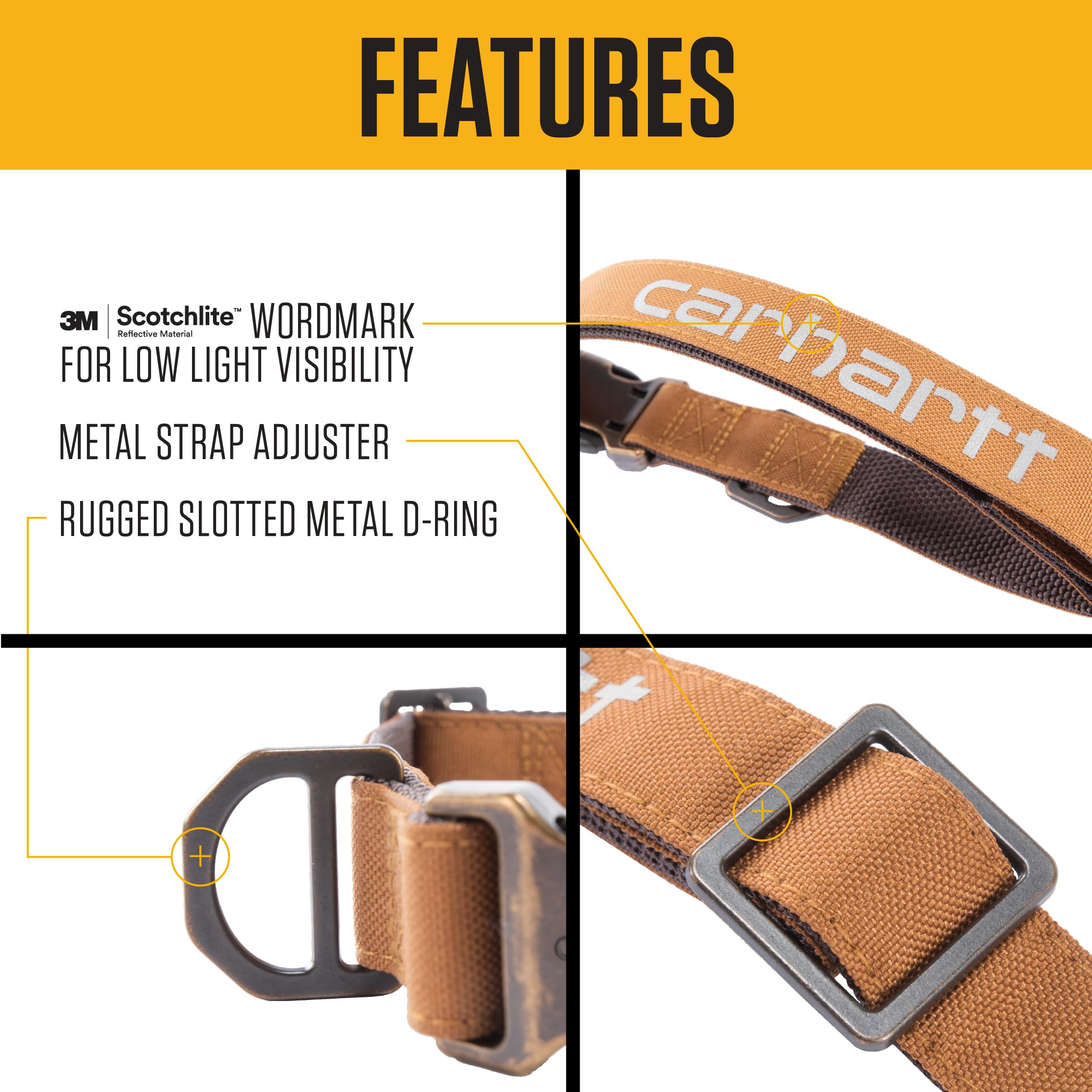 Carhartt Field Dog Collar, Fully Adjustable, Durable 600-Denier Fabric W/Reflective Wordmark for Visibility, Greenstone, Large