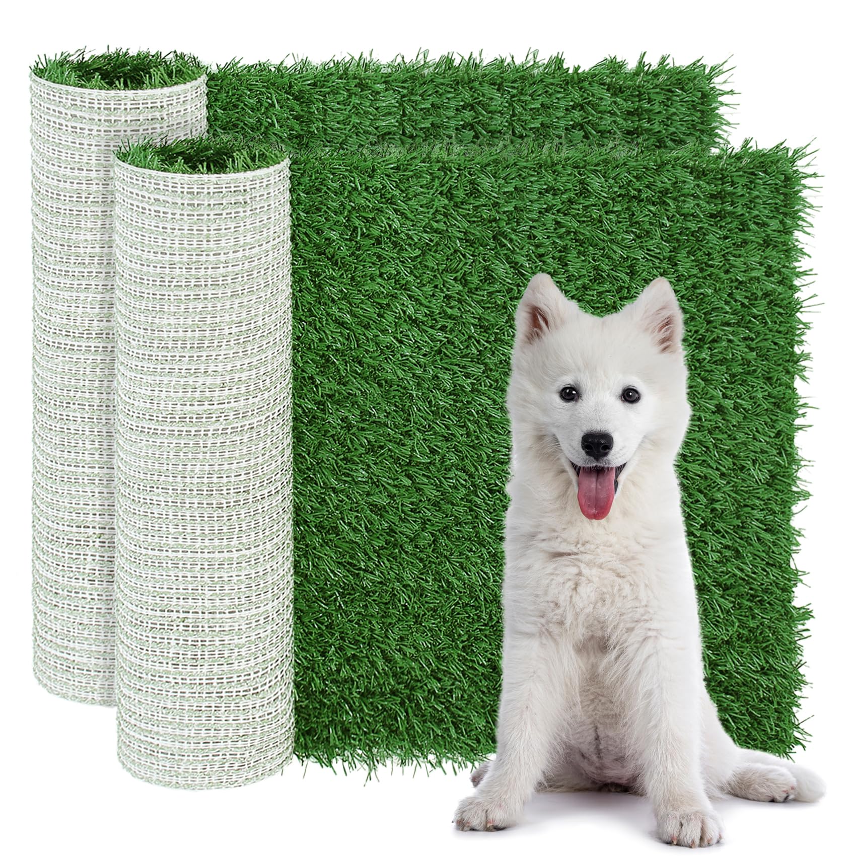 GLOBREEN Artificial Dog Grass Pee Pads 28 X 18, Large Puppy Training Turf for Potty Tray, Reusable Pet Fake Grass with Drainage,