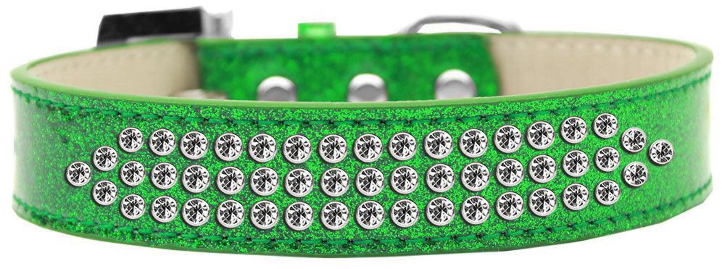 Mirage Pet Products Three Row Clear Crystal Ice Cream Dog Collar, Size 20, Blue