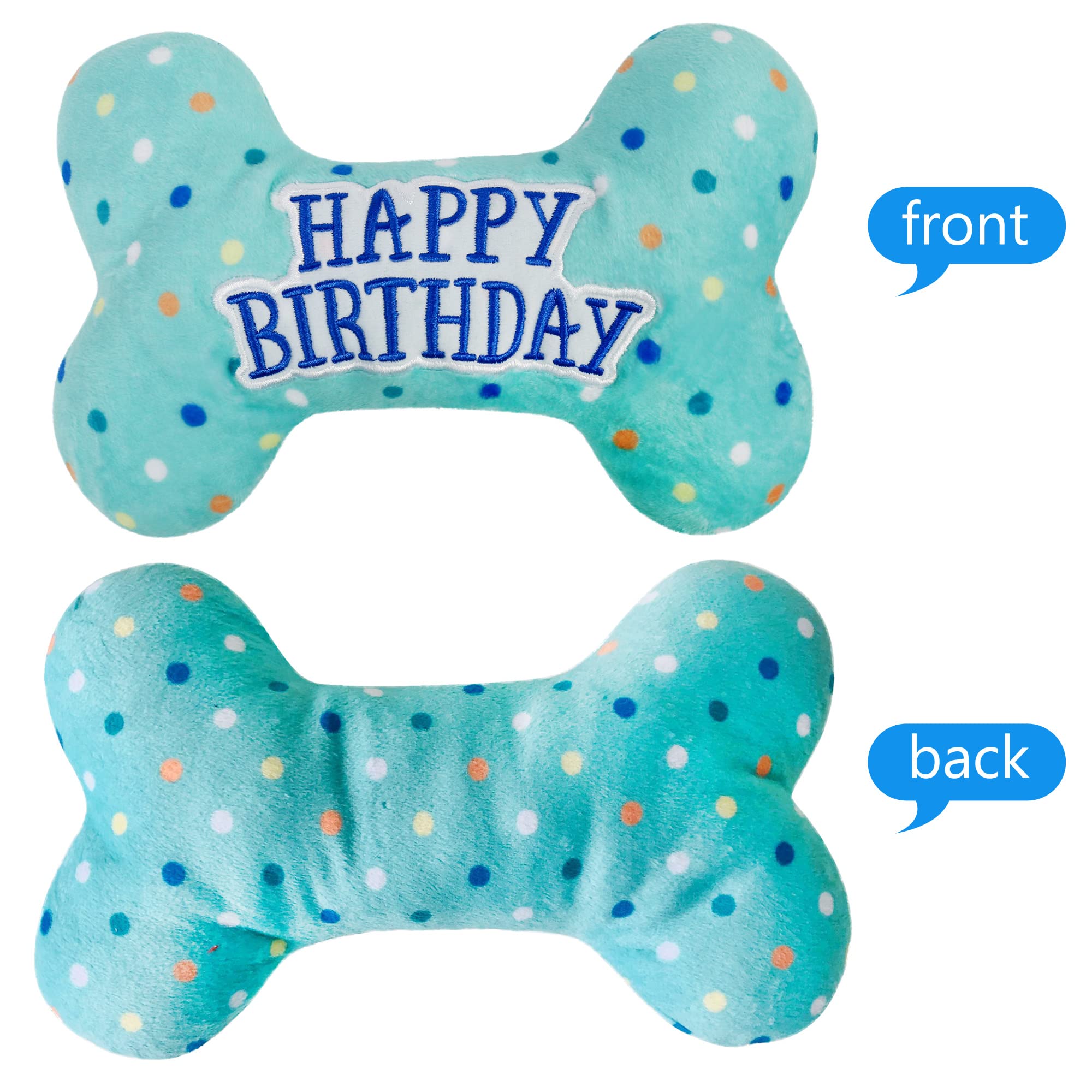 Primepets Dog Birthday Toys, Plush Dog Squeaky Toys, Dog Birthday Party Supplies, Stuffed Dog Chew Toys For Small Medium Large Dogs (Bone)