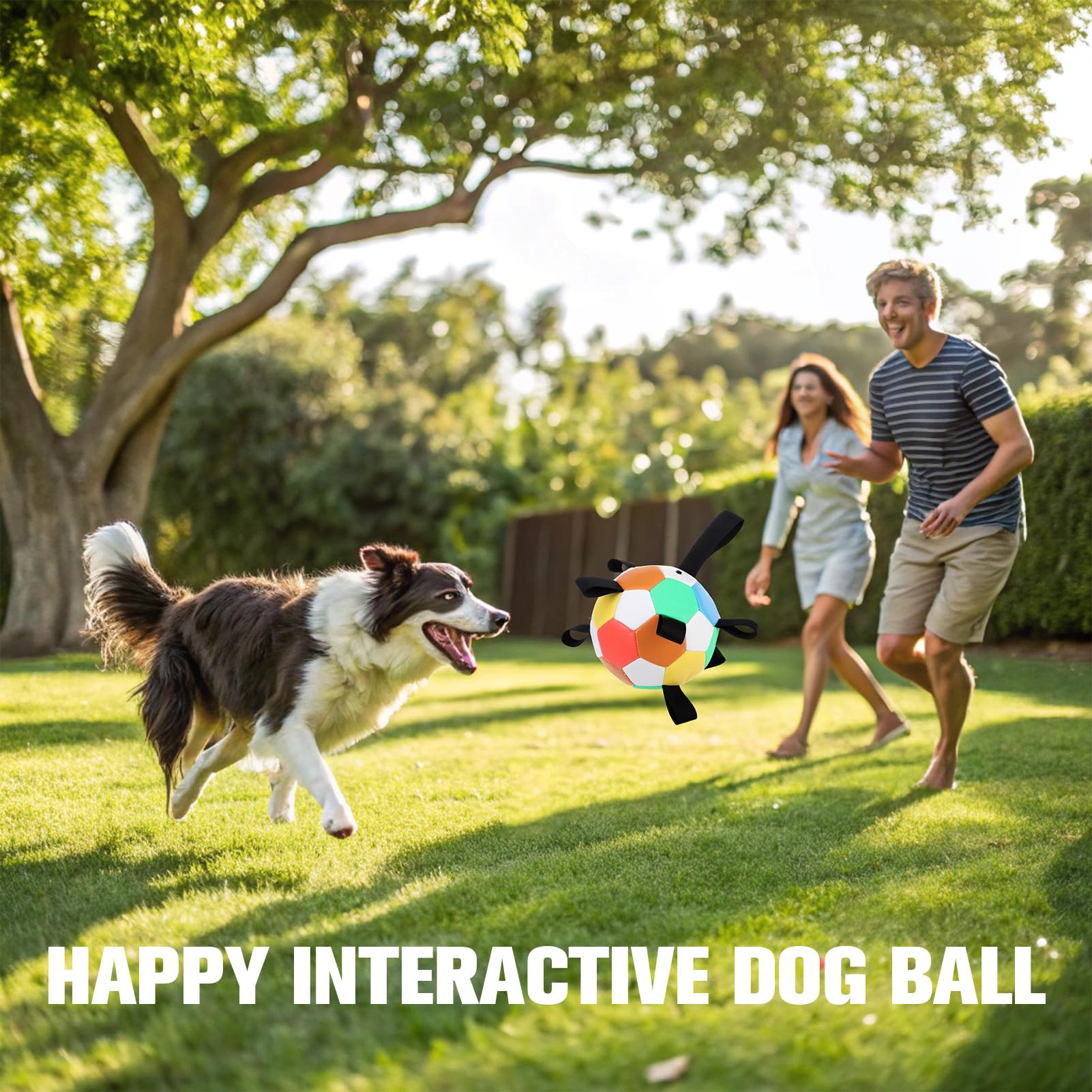 Bingpet Dog Toys Soccer Ball,Interactive Dog Toys Ball For Tug Of War,Outdoor Dog Soccer Ball With Straps,Dog Water Toy,Puppy Bi