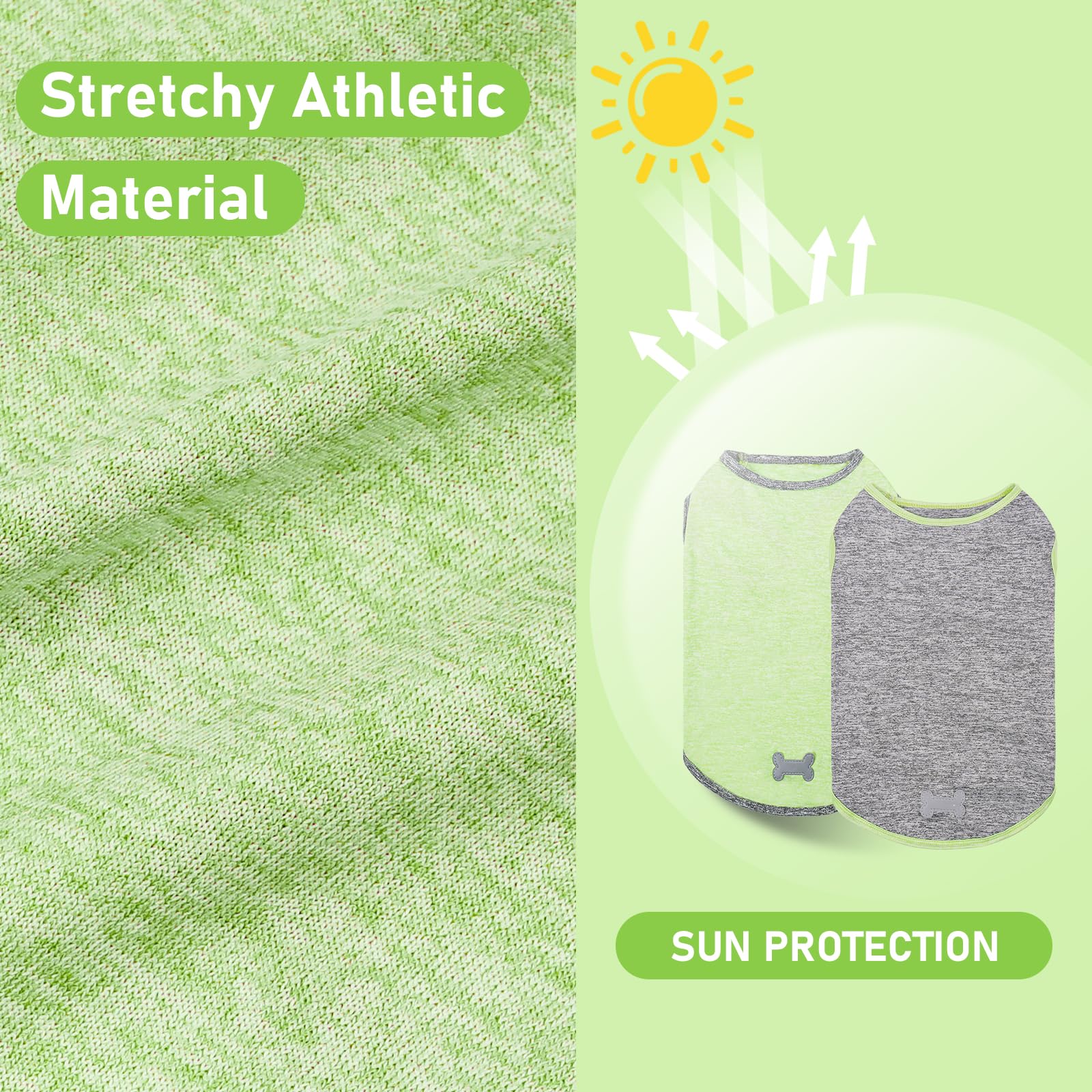 Kyeese 2Pack Dog Shirts With Reflective Label Sun Protection Quick Dry Dog T Shirt Soft Tank Top Stretchy Sleeveless Pet Vest Li