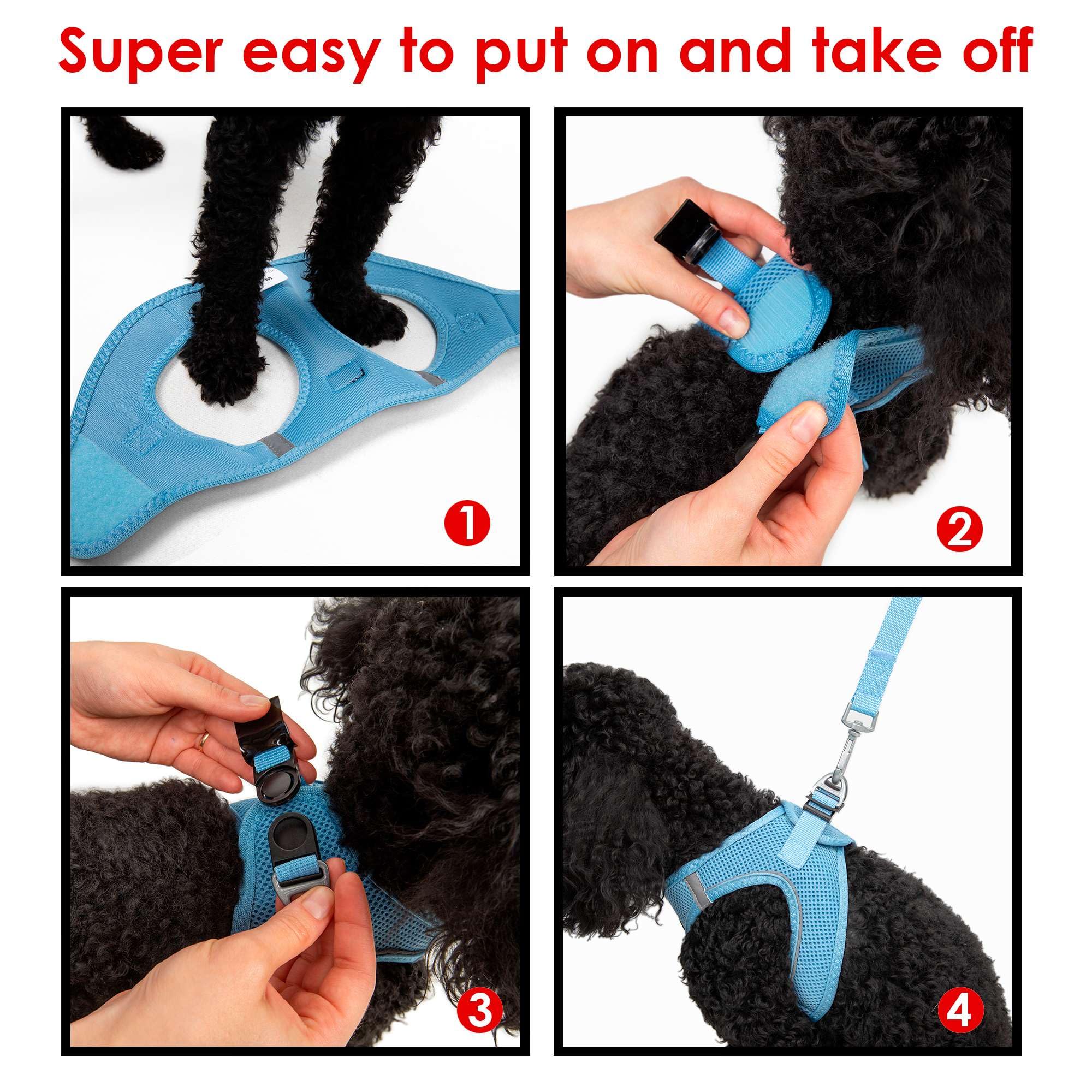Tailpetz Extra Small Dog Harness Blue, Adjustable Step in No Pull Harness for Small Dogs, Reflective Puppy Harness for Puppy Tra
