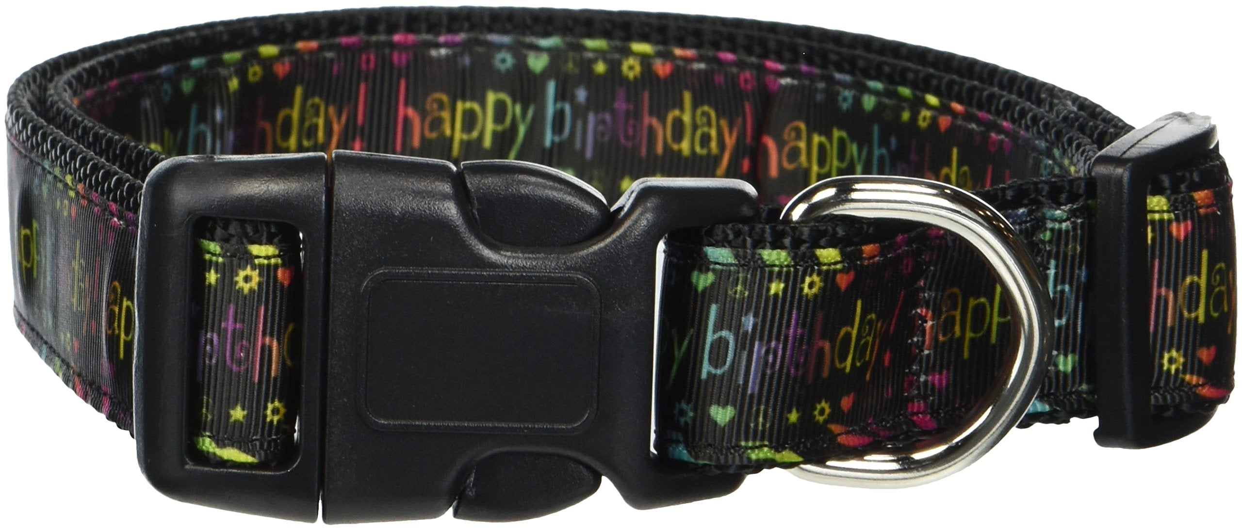 Pet Dog & Cat Nylon Collar or Leash, "Happy Birthday" LG Collar
