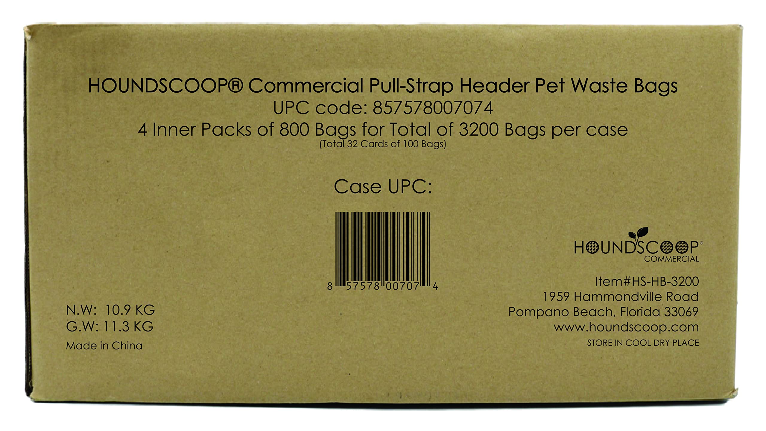 HOUNDSCOOP Pet Waste Bags - 3200 Pull-Strap Black Opaque Plastic Bags, 32 Packs of 100, Strong & Easy for Dog Waste Stations