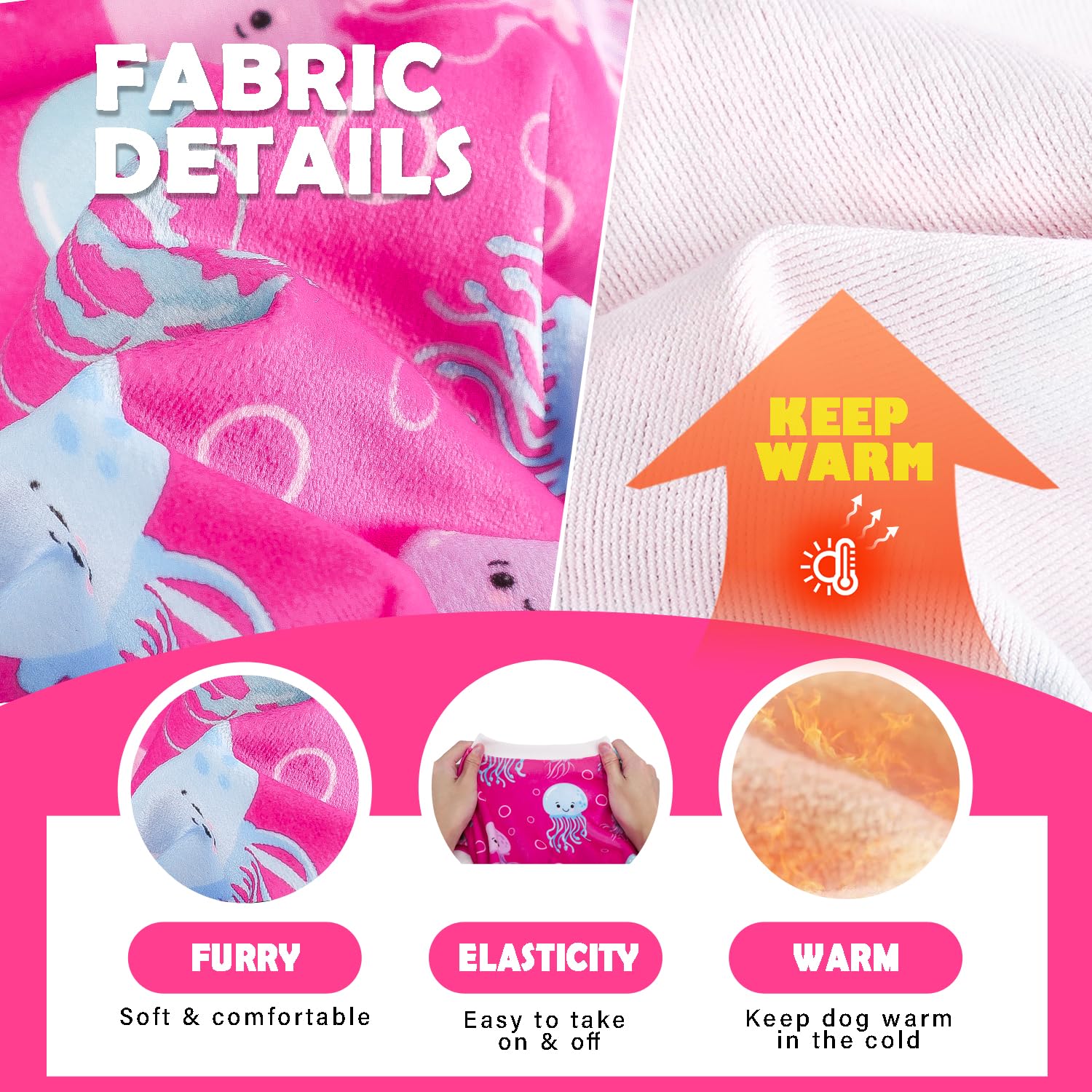 Fall Dog Pajamas Sweaters For Small Dogs Fleece Stretchy Puppy Sweater Warm Clothes Pjs Pet Apparel(X-Small, Rose)
