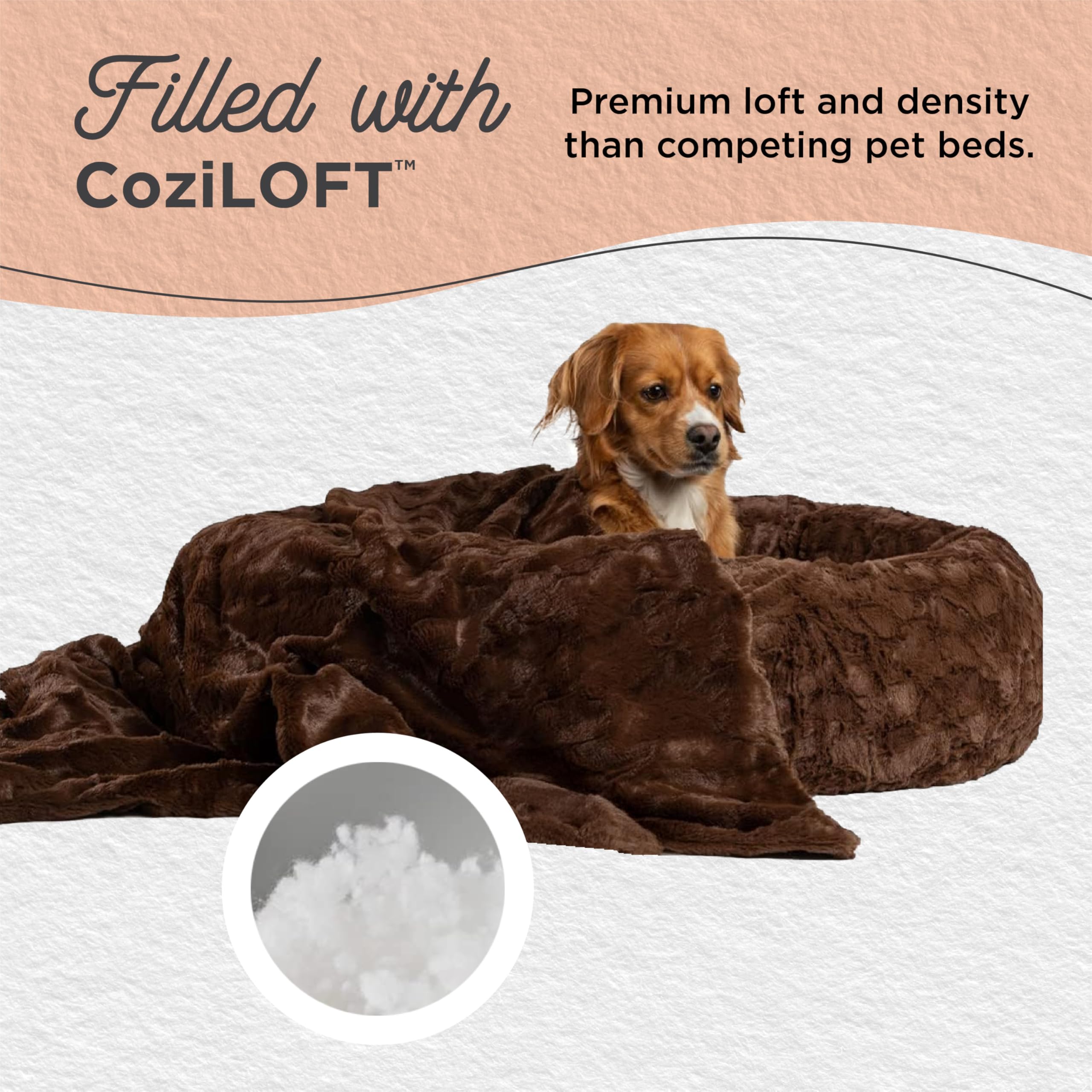 Best Friends by Sheri Bundle Set The Original Calming Lux Donut Cuddler Cat and Dog Bed + Pet Throw Blanket Dark Chocolate Extra