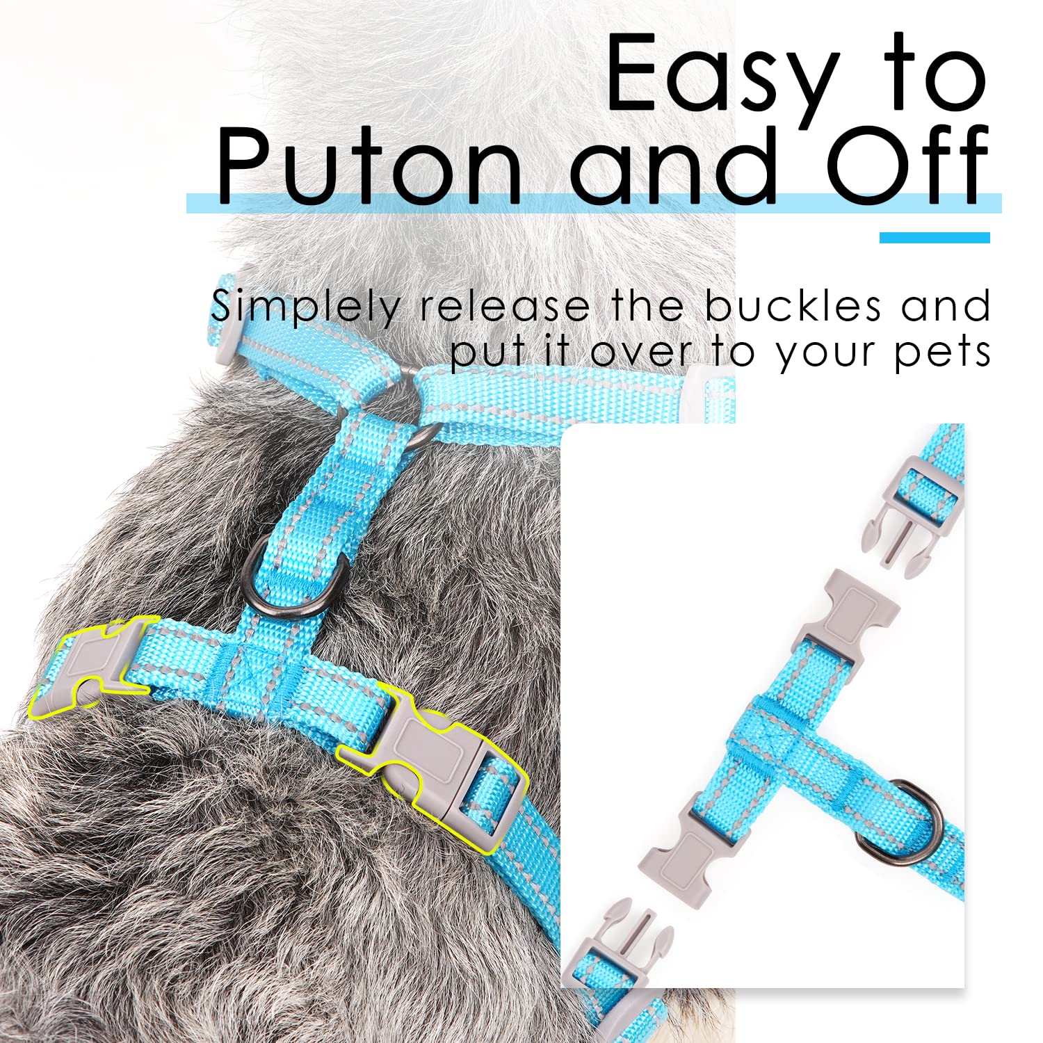 Thinkpet Reflective Breathable Soft Air Mesh No Pull Puppy Choke Free Over Head Vest Harness For Puppy Small Medium Dogs And Cats Light Blue Large