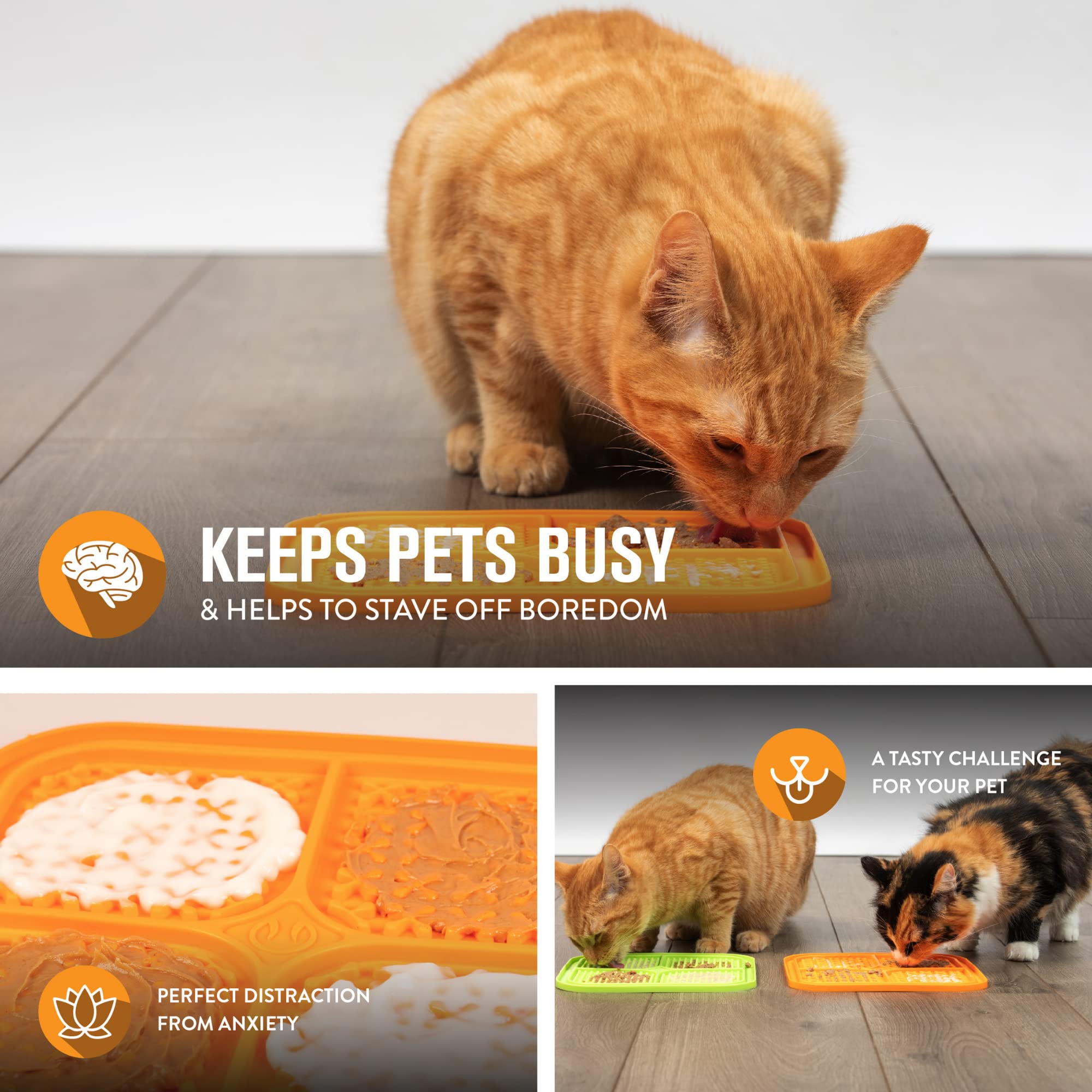Hyper Pet IQ Treat Lick Mat for Dogs & Cats, Medium, Orange, Non-toxic TPE, Model 51253EC, Slow Feeder & Enrichment Toy