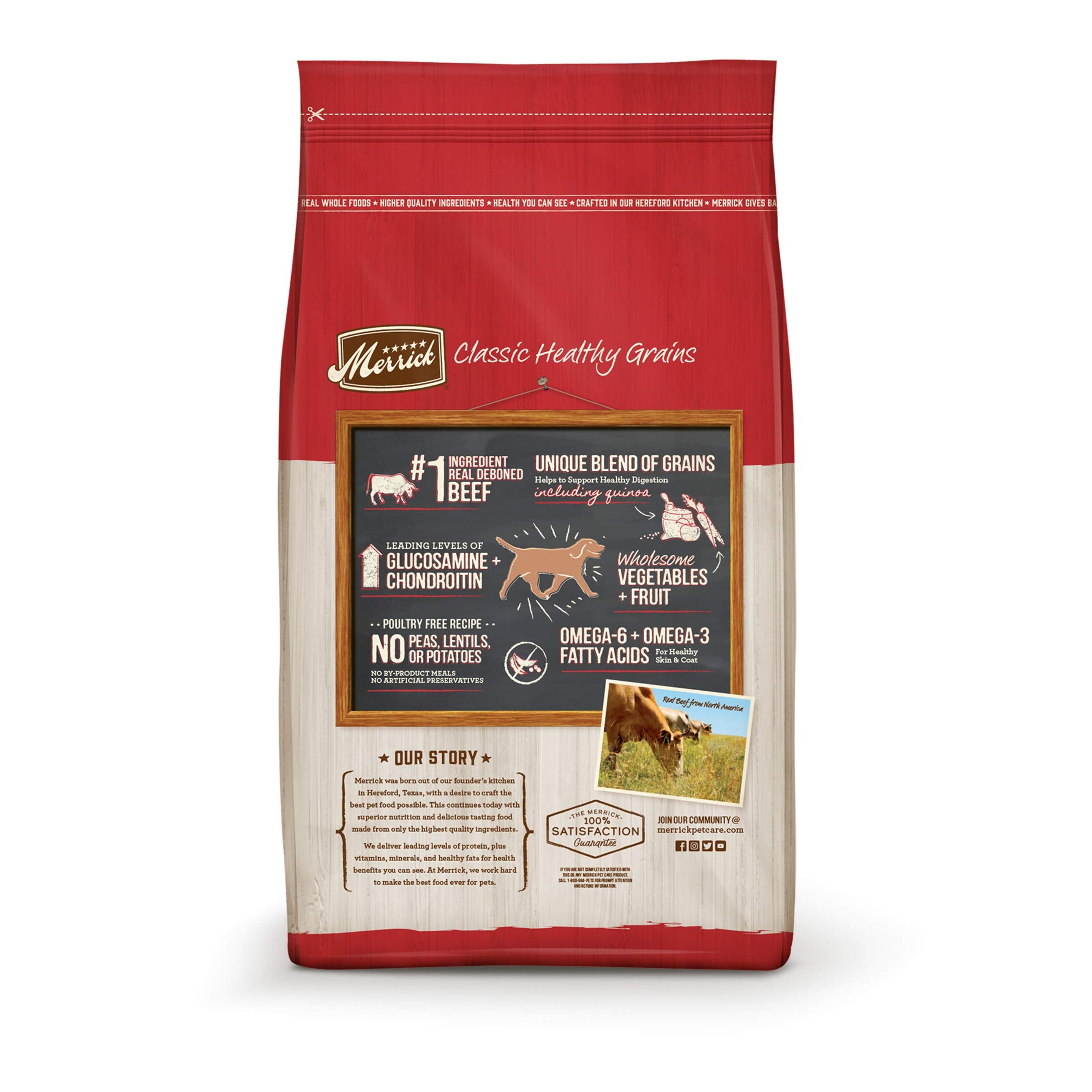 Merrick Healthy Grains Premium Adult Dry Dog Food, Wholesome And Natural Kibble With Beef And Brown Rice - 4.0 lb. Bag