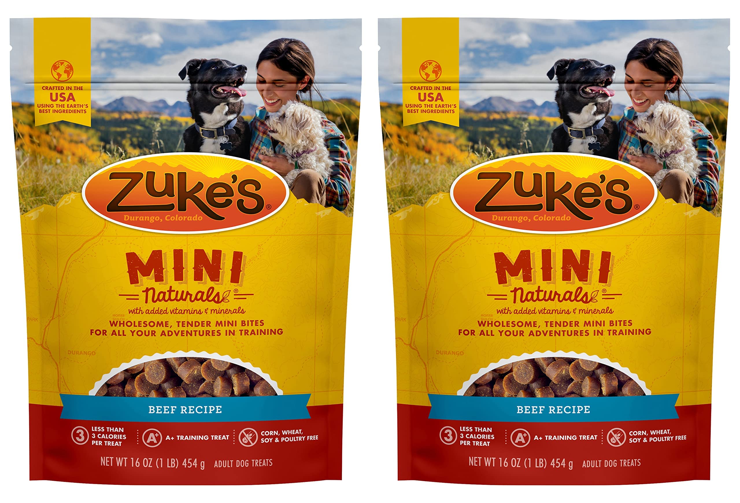 Zukes Mini Naturals Training Dog Treats (16 Ounce (Pack of 2), Beef)