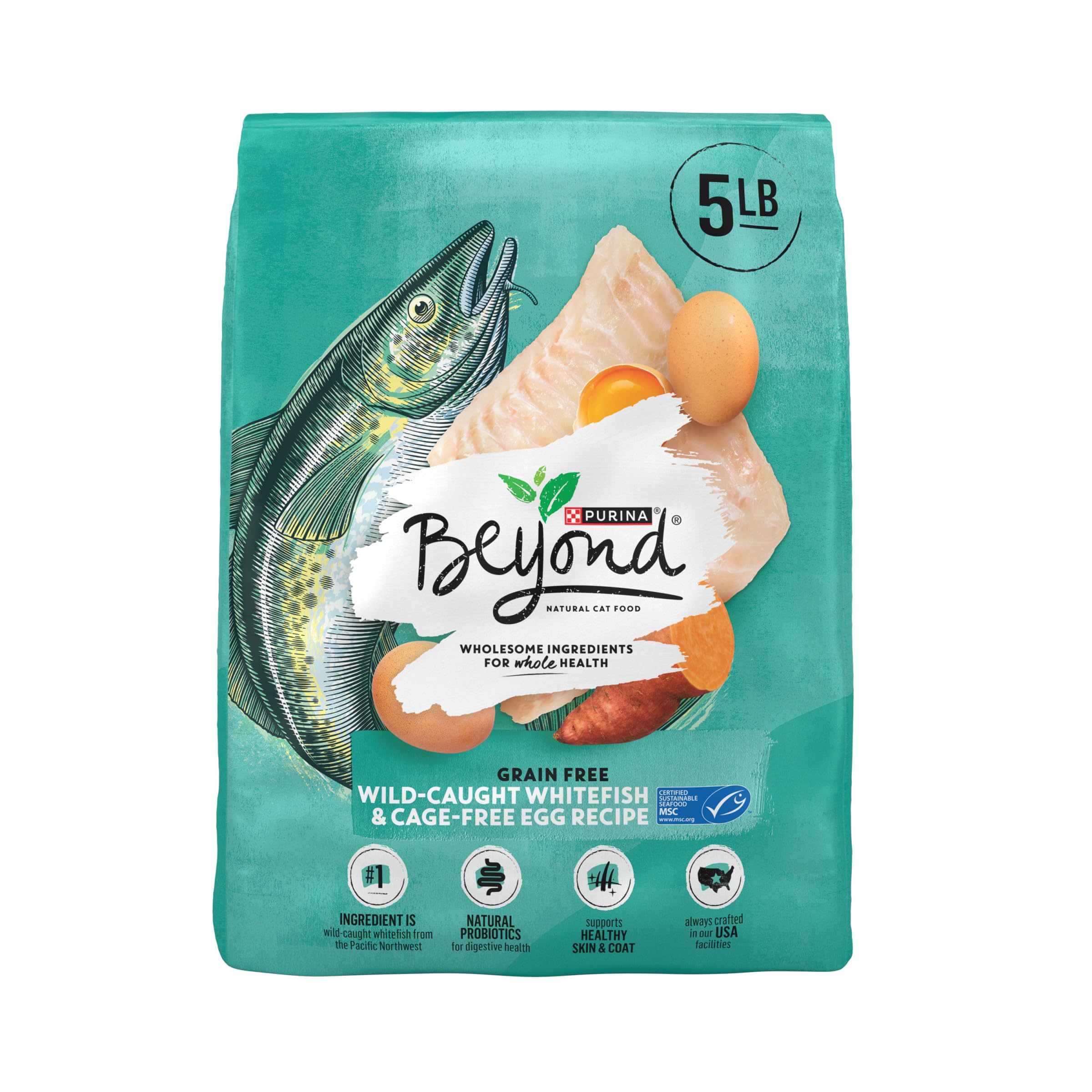 Purina Beyond Grain Free, Natural Dry Cat Food, Simply Grain Free Wild Caught Whitefish & Cage Free Egg Recipe - 5 lb. Bag