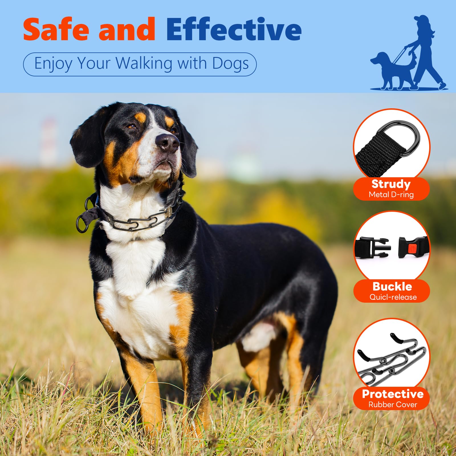 Supet No Pull Dog Training Collar, Adjustable Dog Training Collar With Buckle For Small Medium Large Dogs(Packed With One Extra