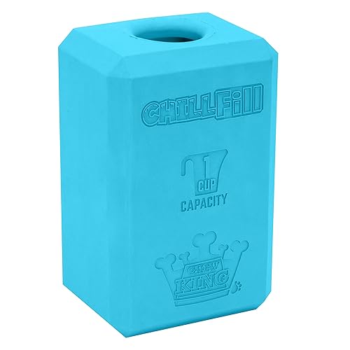 Chew King Premium Dog Toy - XL Durable Rubber Chew, Fillable for Frozen Feeding, Blue