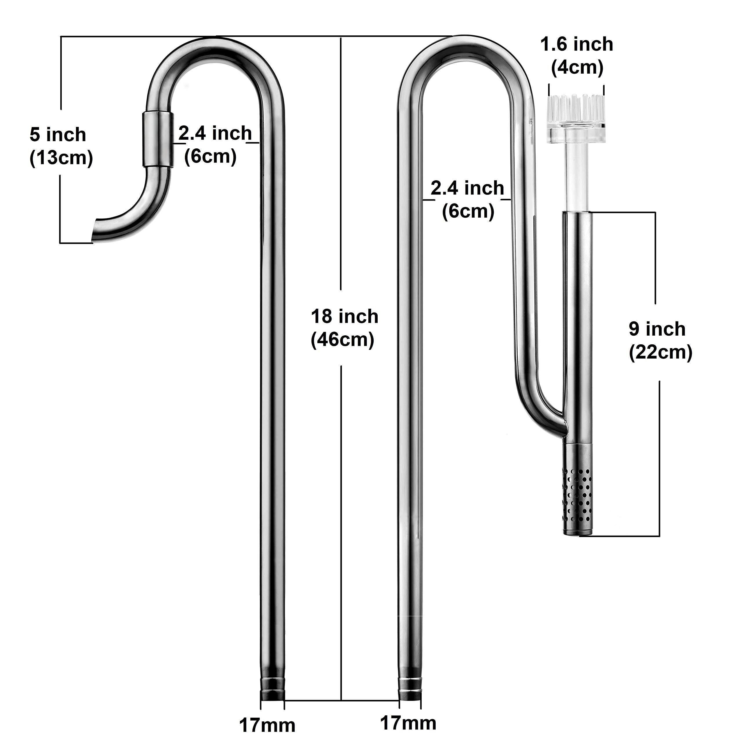Jardli Metal Lily Pipe Surface Skimmer Steel Stainless Inflow Outflow For Aquarium Planted Tank (17Mm For 16/22Mm (5/8'') Tube)