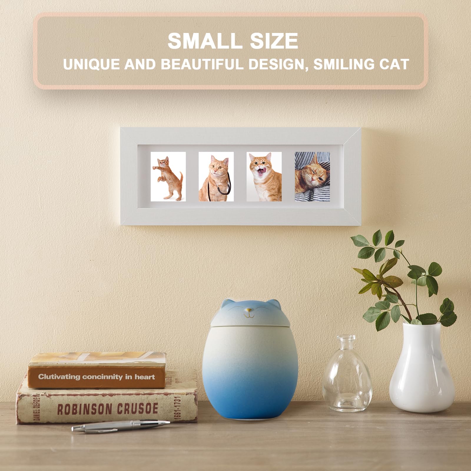 Meetpet Cat Urn Dog Urn Sized 3.2X2.9 And 4.9X4.25. A Smiley-Cat Pet Urn With A Memoria Card.Cat Urns For Ashes For Your Pet (33