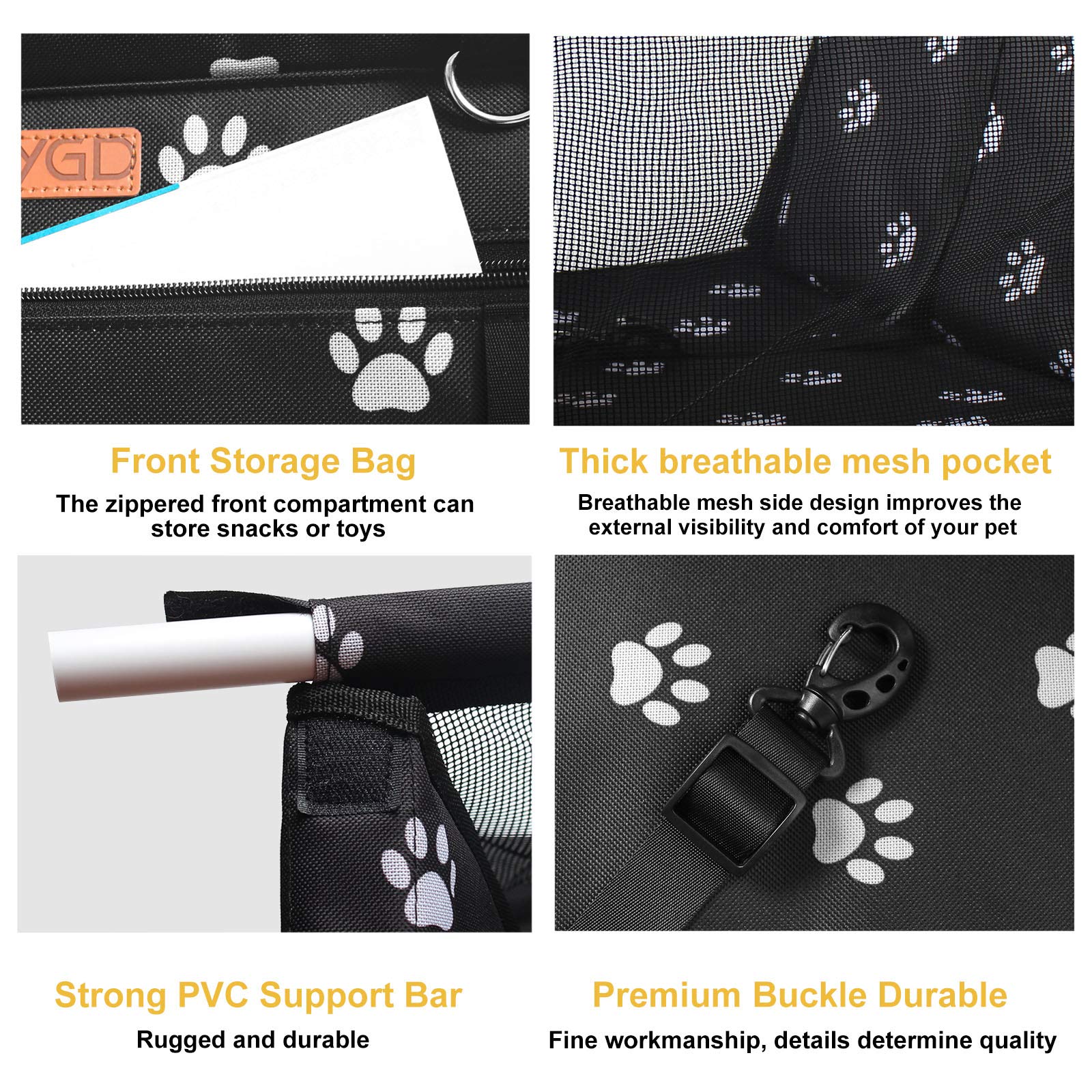 Bygd Pet Dog Booster Seat, With Upgrade Support Rod, Breathable And Foldable Pet Car Basket, Pet Dog Car Portable Seat, Suitable For Small And Medium Pets