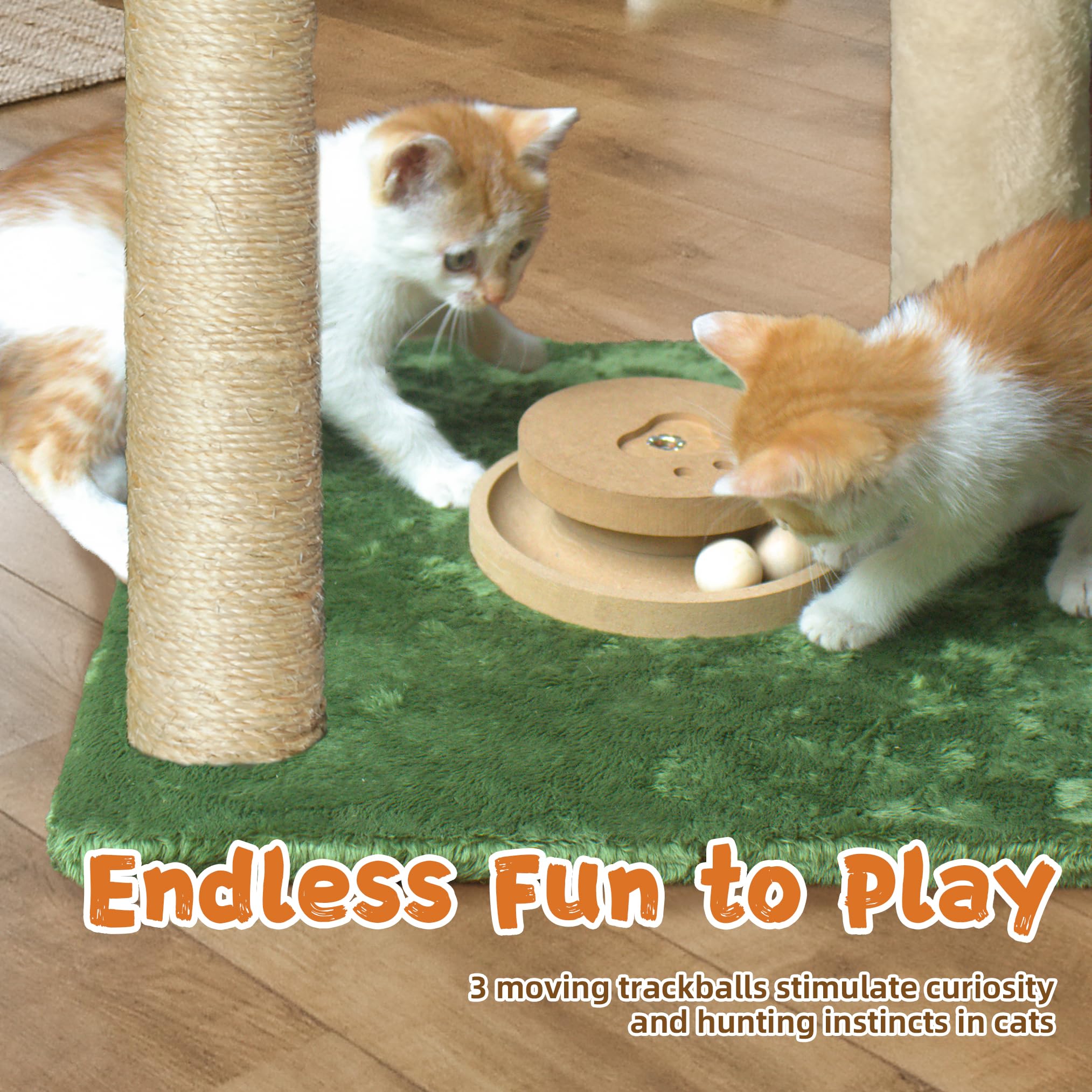 Fantasreen Cat Scratching Post - 28" Wooden Cat Tree Tower with Hammock, Sisal Material, White, Ideal for Kittens and Adult Cats