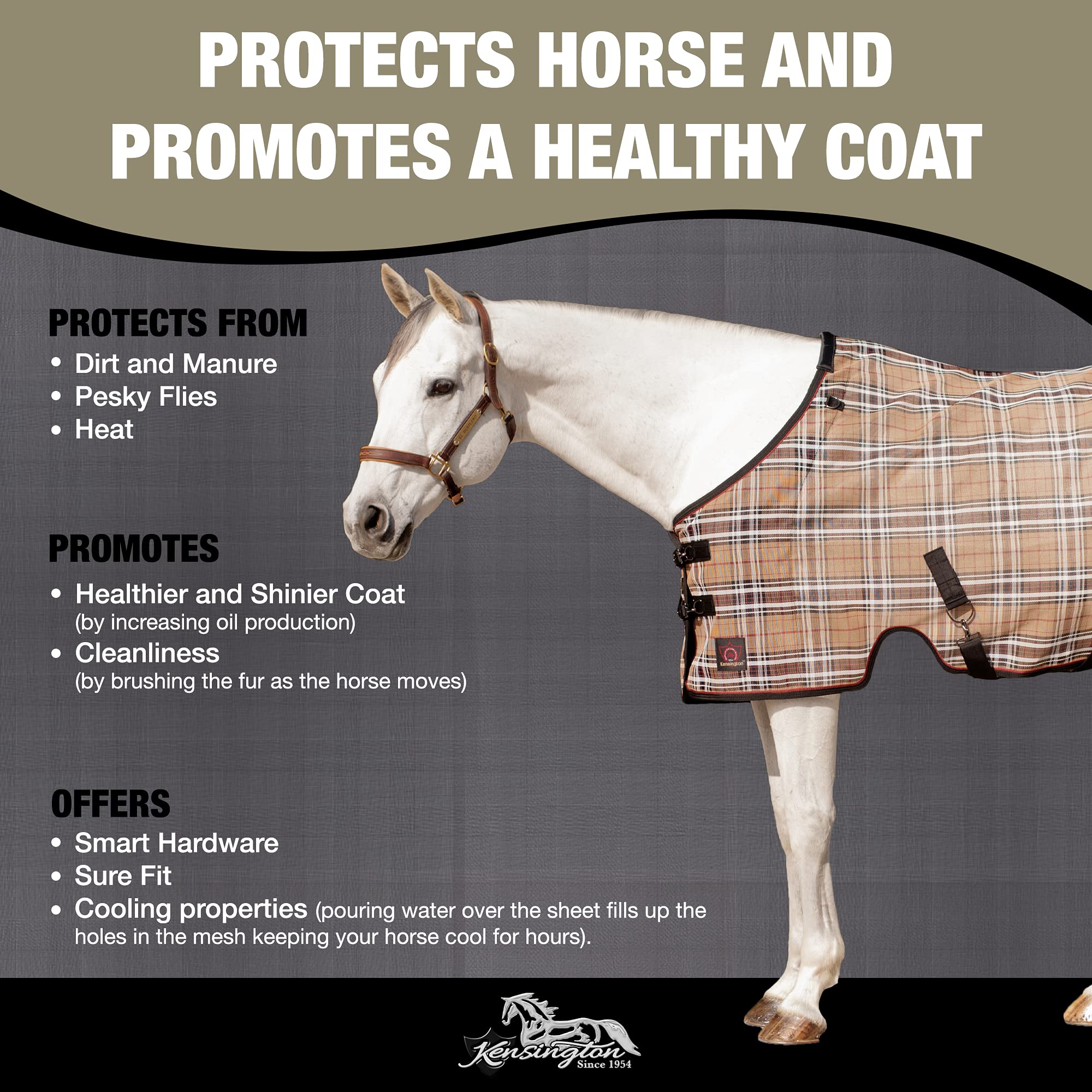 Kensington Breathable And Uv Protective Sheet Surefit All Season Protection For Horse - 81'', Deluxe Black