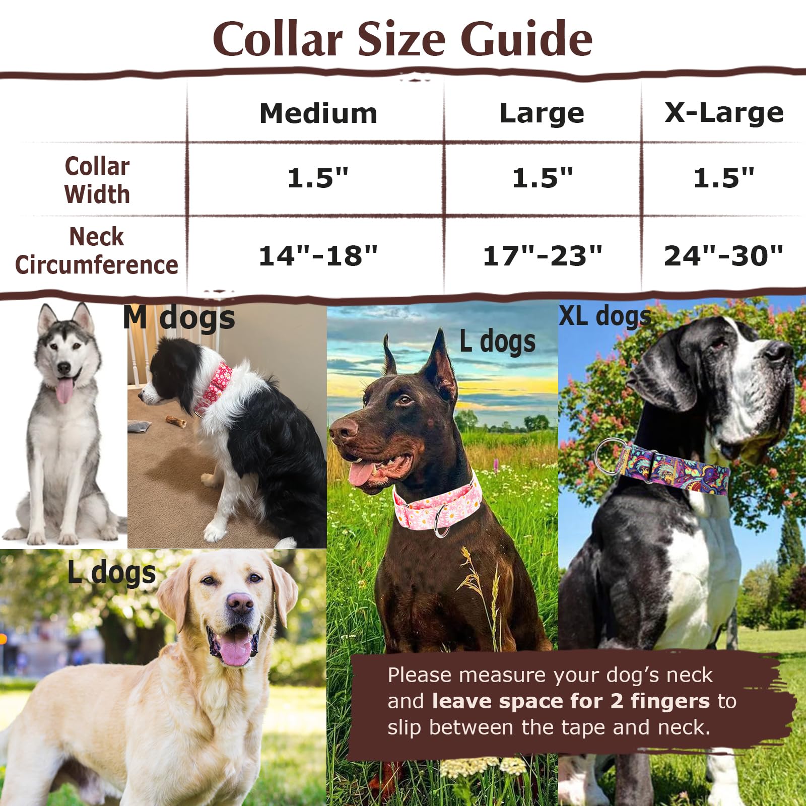 1.5 Inch Martingale Collar For Dogs, Wide,Big&Thick Dog Collar,No-Slip Escape Proof Choke No Pull Cinch Collar For Medium Large