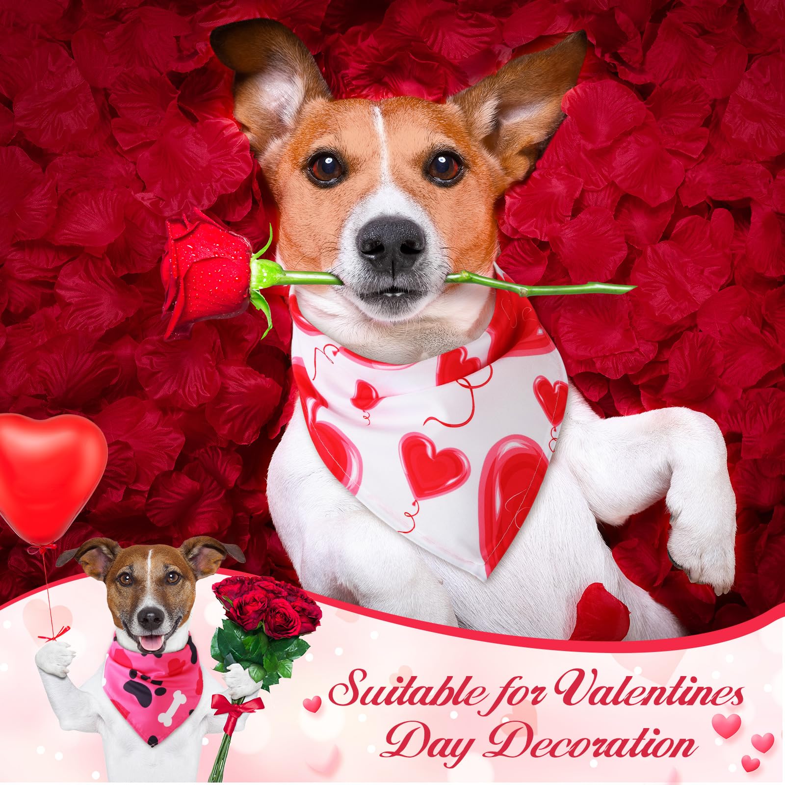 Kigeli 50 Pcs Valentines Dog Bandanas Bulk Heart Bandanas Bibs Triangle Dog Scarf Puppy Kerchief Set With Heart Patterns For Val