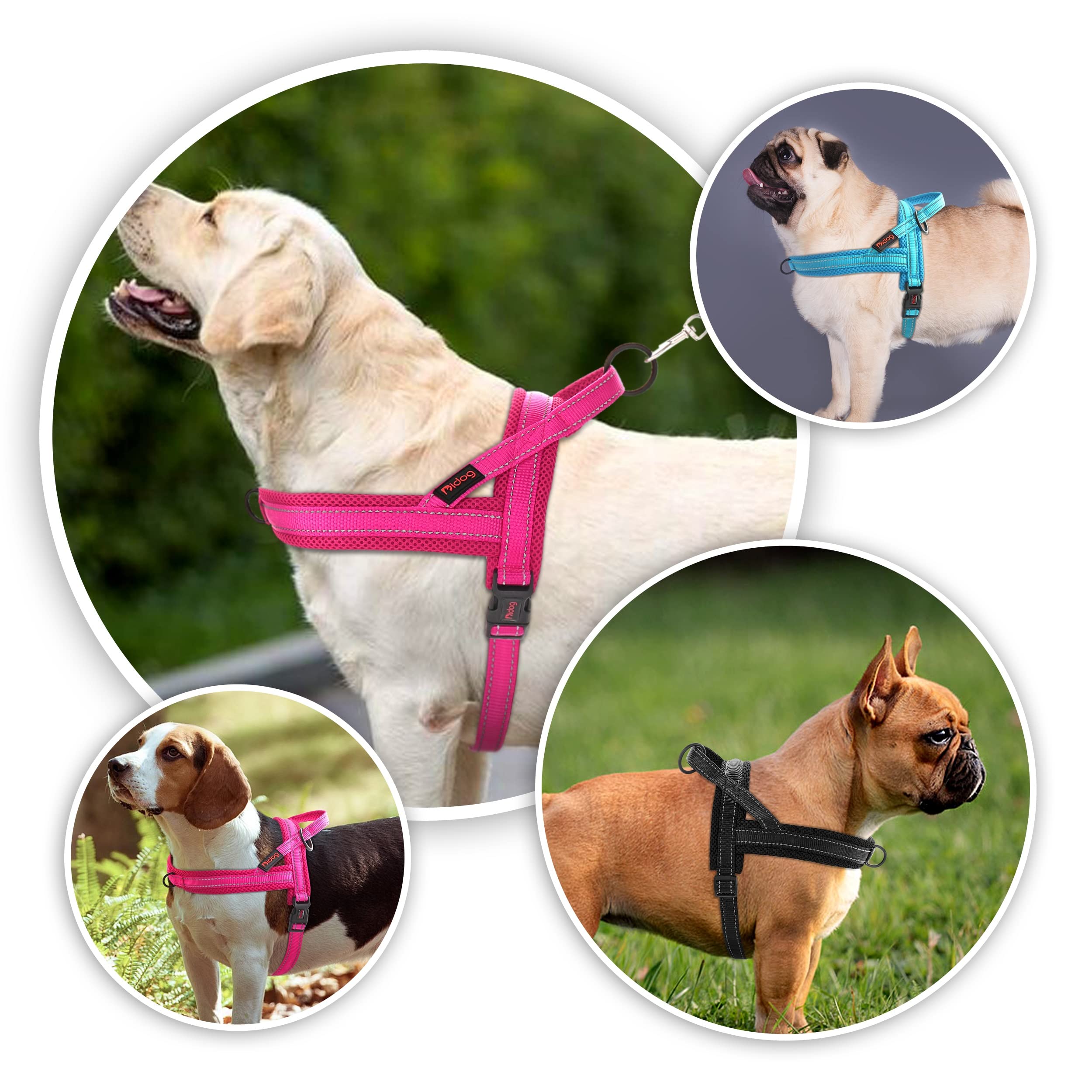 Didog Soft Mesh Padded Dog Vests Harness, Escape Proof / Quick Fit Reflective Dog Strap Harness,Easy For Walking Training (S:Chest 18-22', Mesh-Hot Pink)