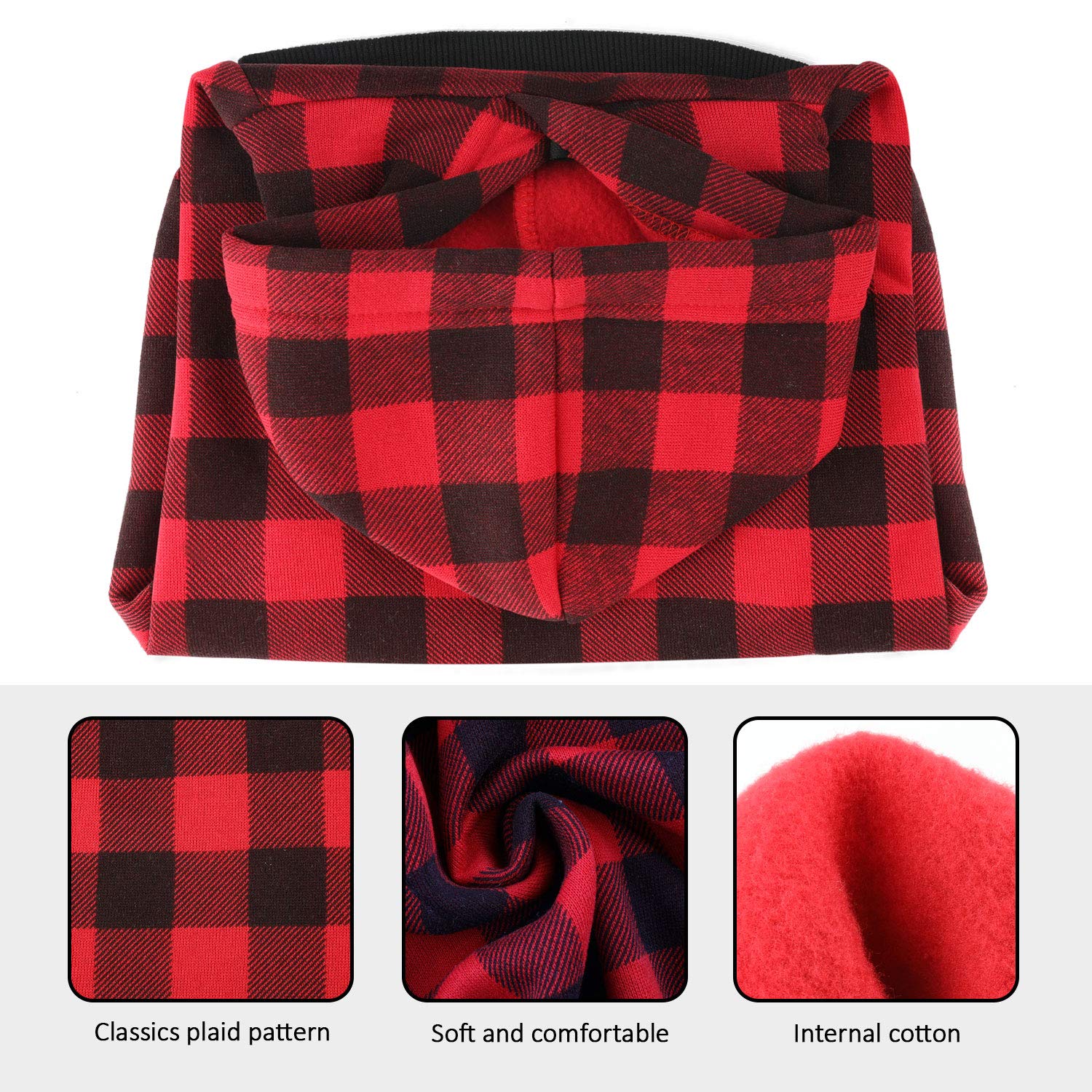 Plaid Dog Hoodie Sweatshirt Sweater For Extra Small Dogs Cat Puppy Clothes Coat Warm And Soft(Xs)