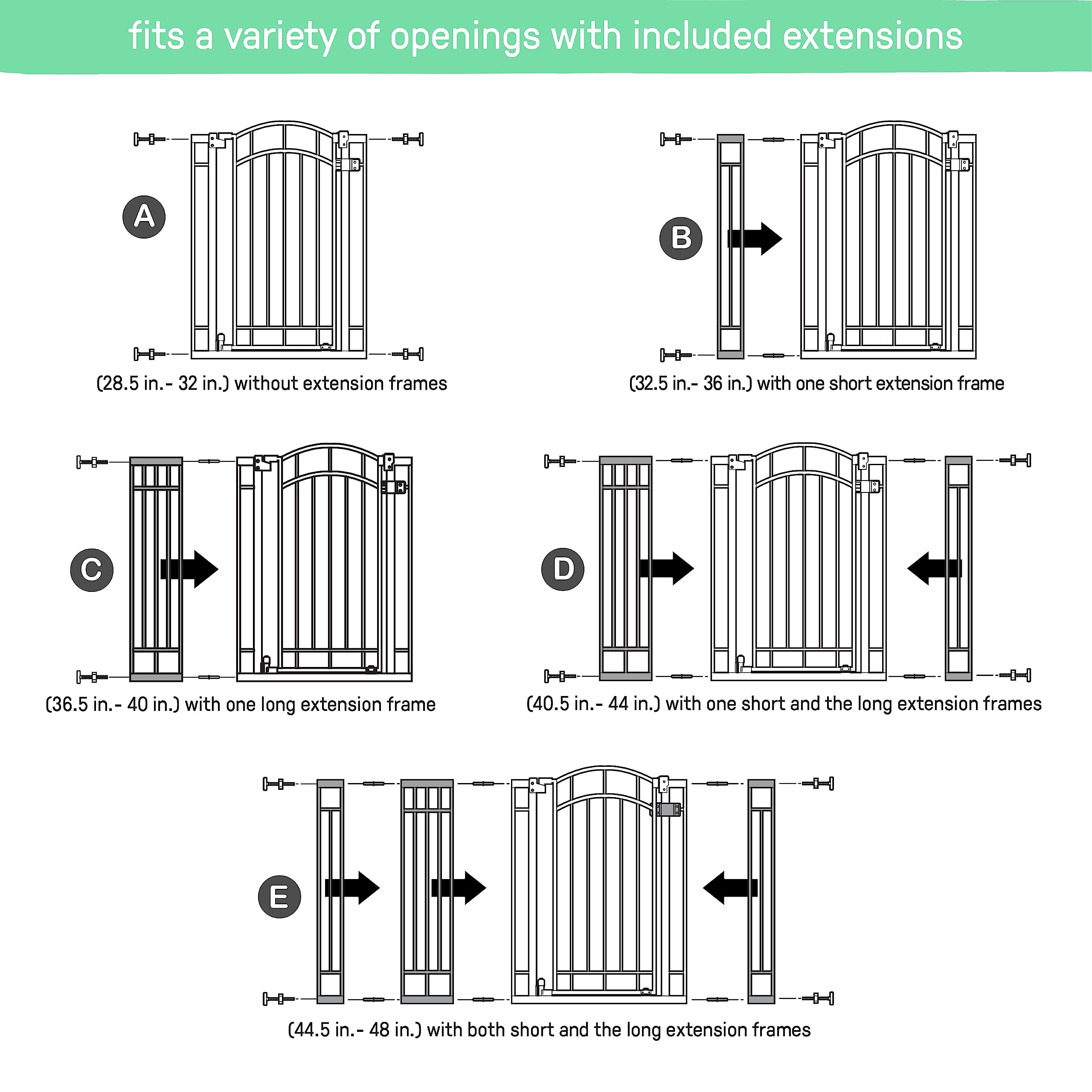 Summer Infant Extra Tall Safety Gate, 28.5-48" Wide, 36" Tall, Bronze, Metal, Model 07600CZ, Pressure or Hardware Mounted for Baby & Pets