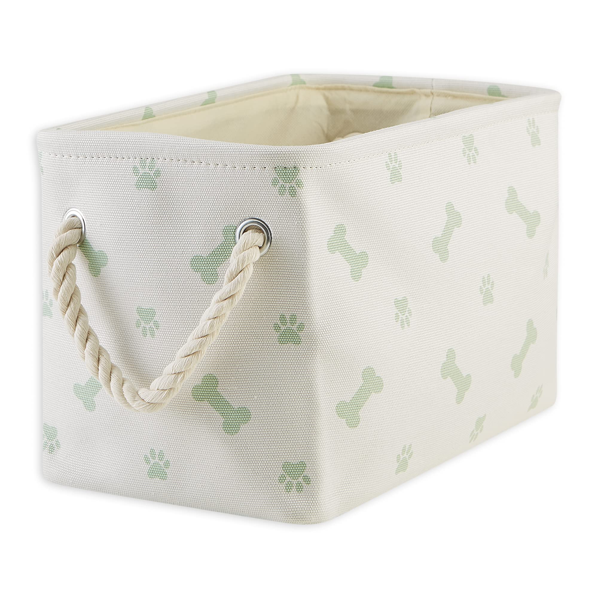 Bone Dry Pet Storage Collection Paw and Bone Print, Small Rectangle, 14x8x9, Mint