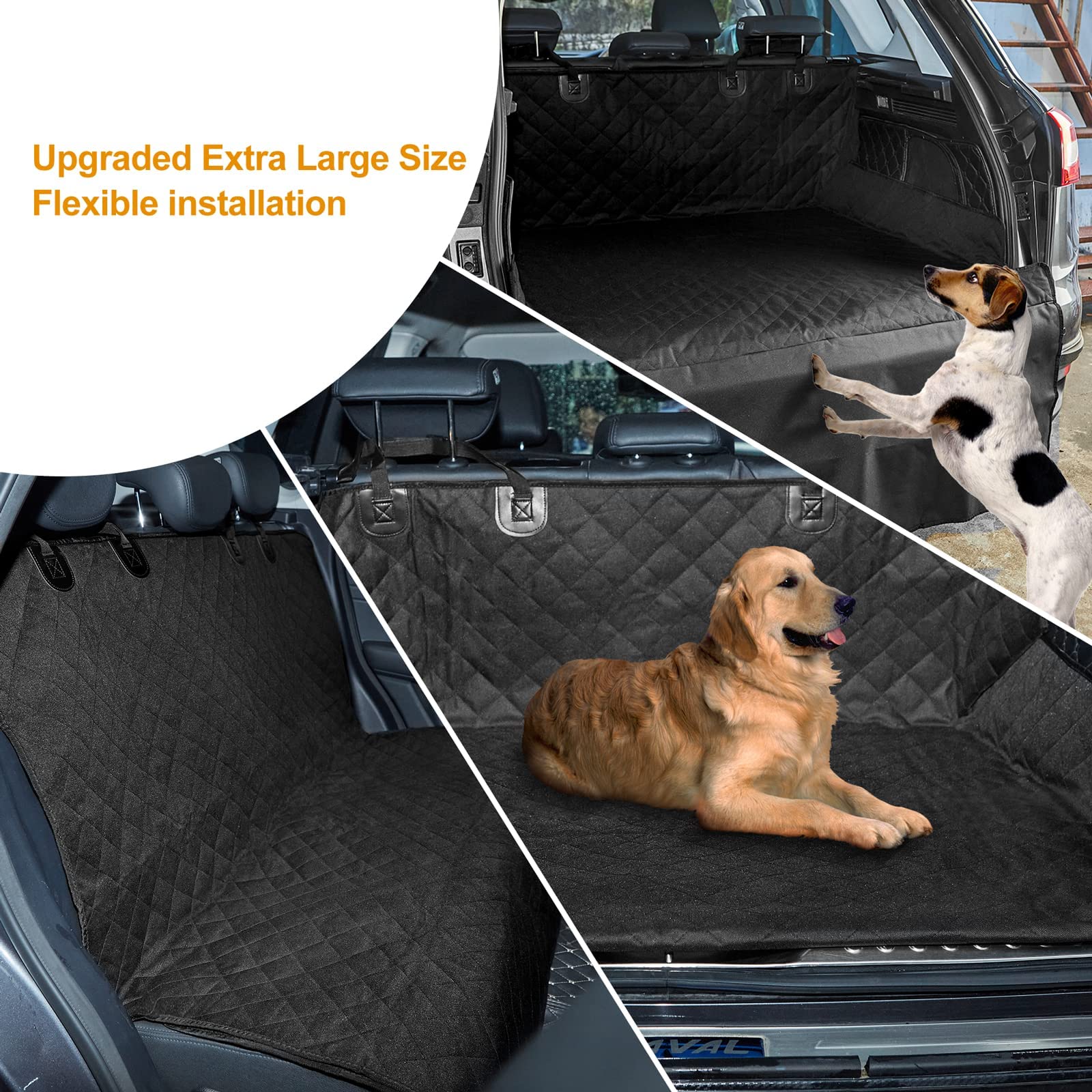 ANOSOSPECIAL SUV Cargo Liner for Dogs - Quilted Waterproof Trunk Seat Cover with Bumper Flap Protector - Universal Fit for Large