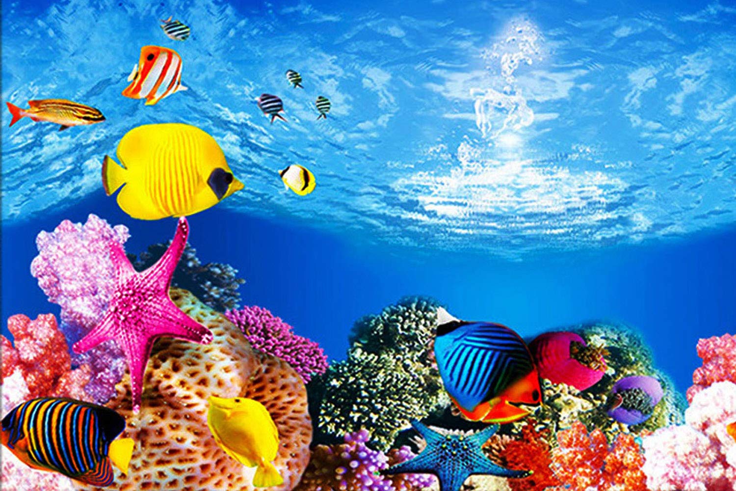 Elebox New 20' X 48' Fish Tank Background Paper Wallpaper 2 Sided Colorful Seaweed Water Plants Aquarium Background Hd Poster Decorations