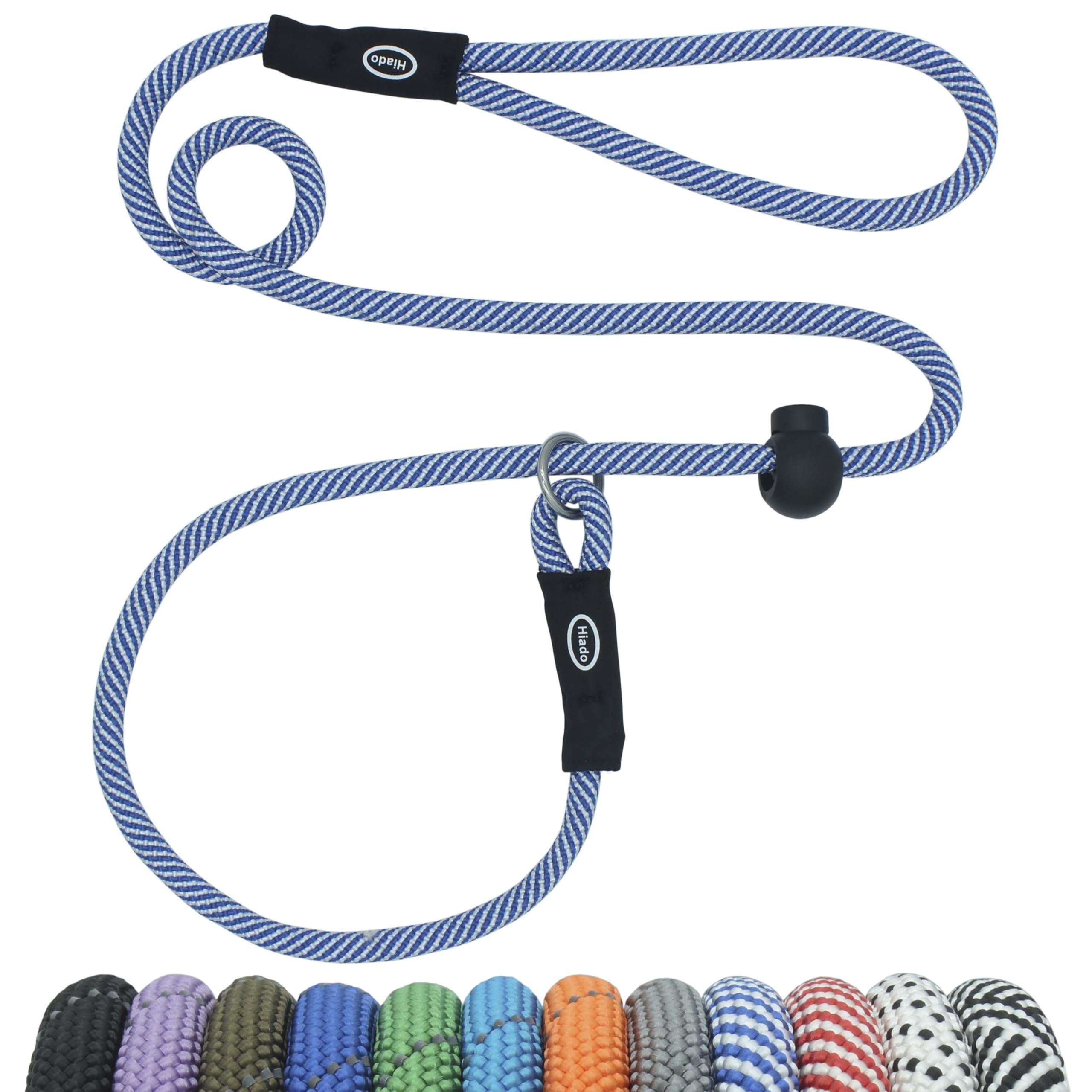 Hiado Slip Lead Dog Leash With Stopper Loop Rope Training No Pull For Small Medium Large Dogs 5Ft Blue White