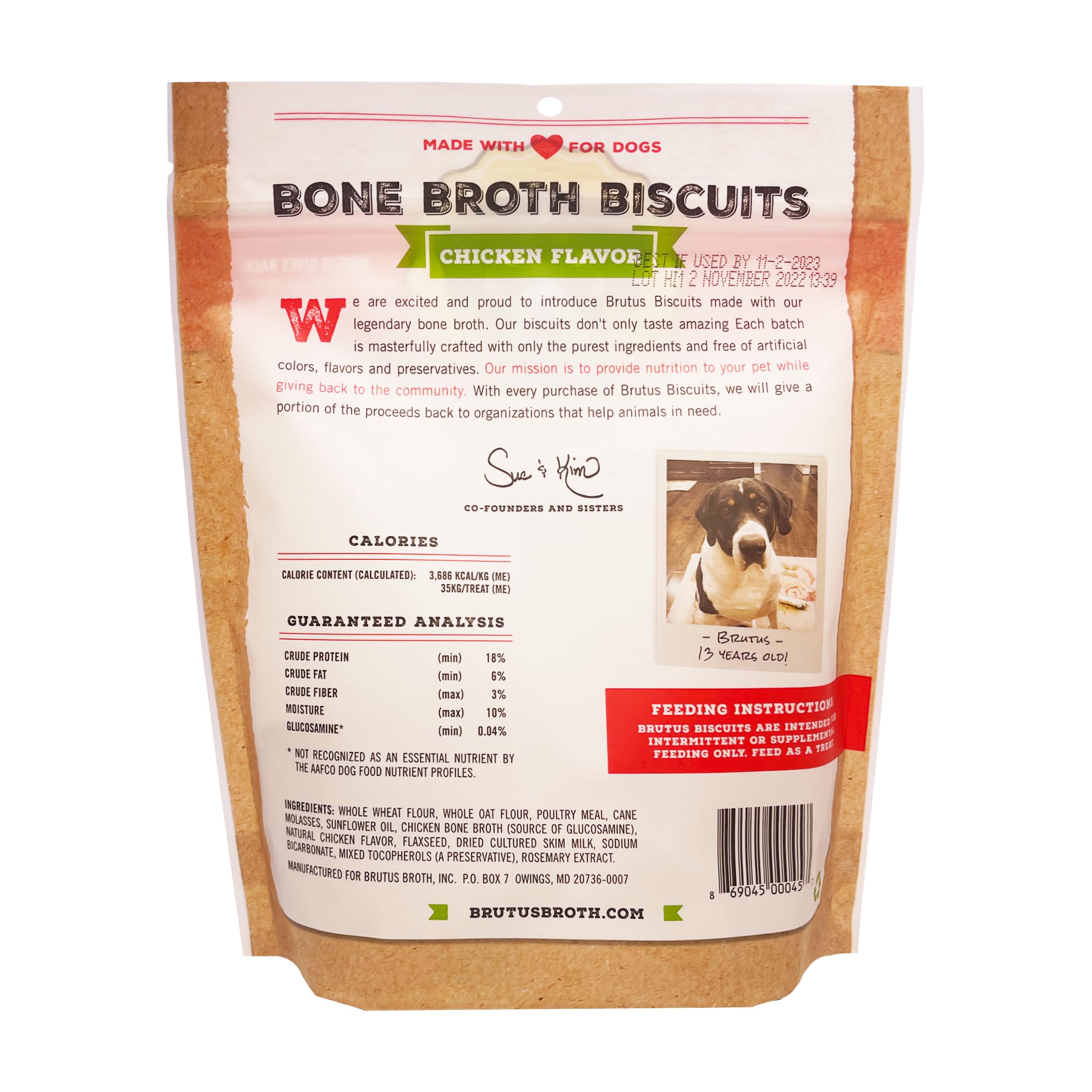 Brutus Bone Broth Biscuits (Chicken) - Healthy Dog Treats - Natural Dog Biscuits with Bone Broth and Real Chicken Meat - 18 Gram