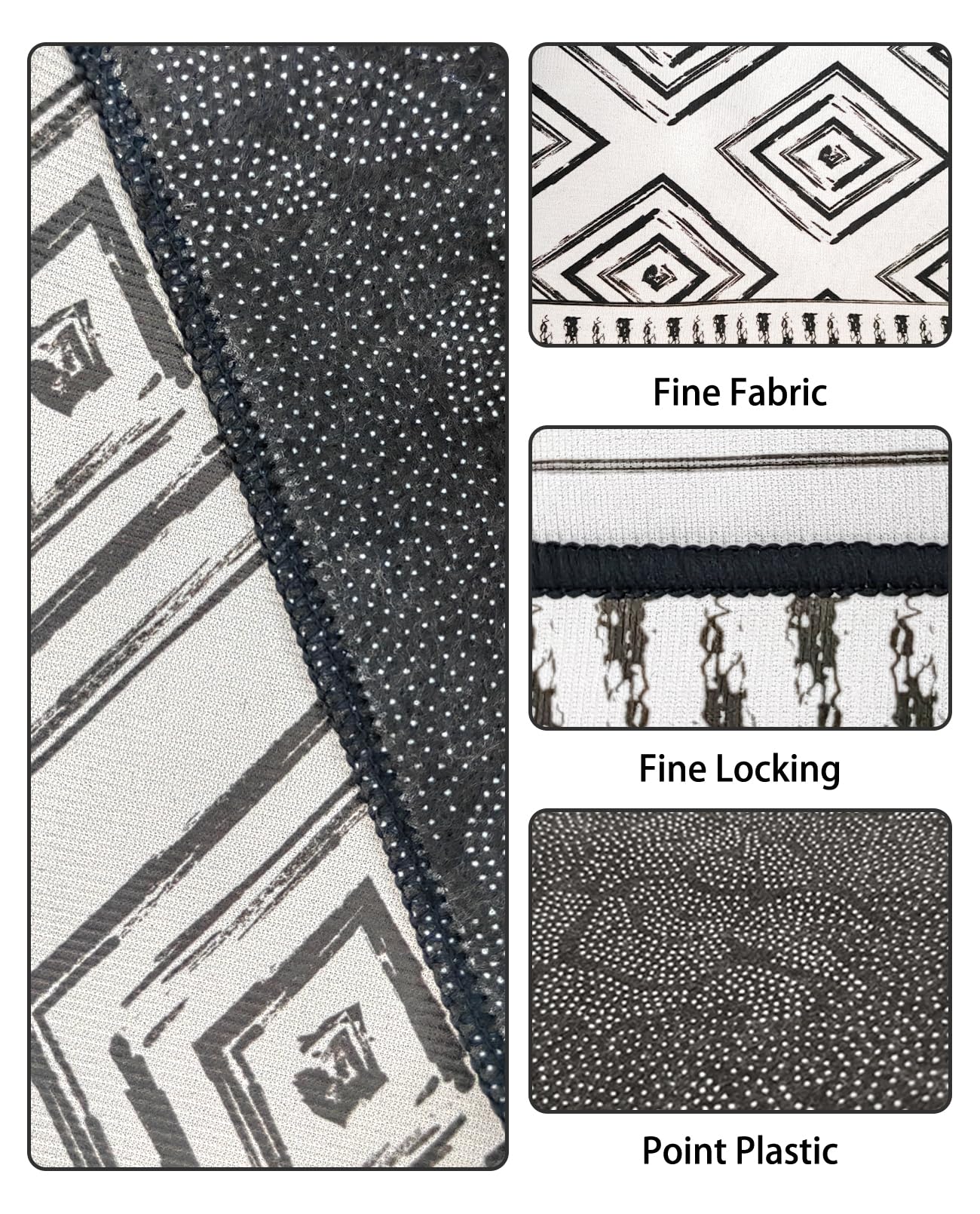 BNOSDM Washable Bunny Cage Liners - Large Non-Slip Rug 91" x 63" - Black/Grey Polyester for Rabbits, Chinchillas, and Cats