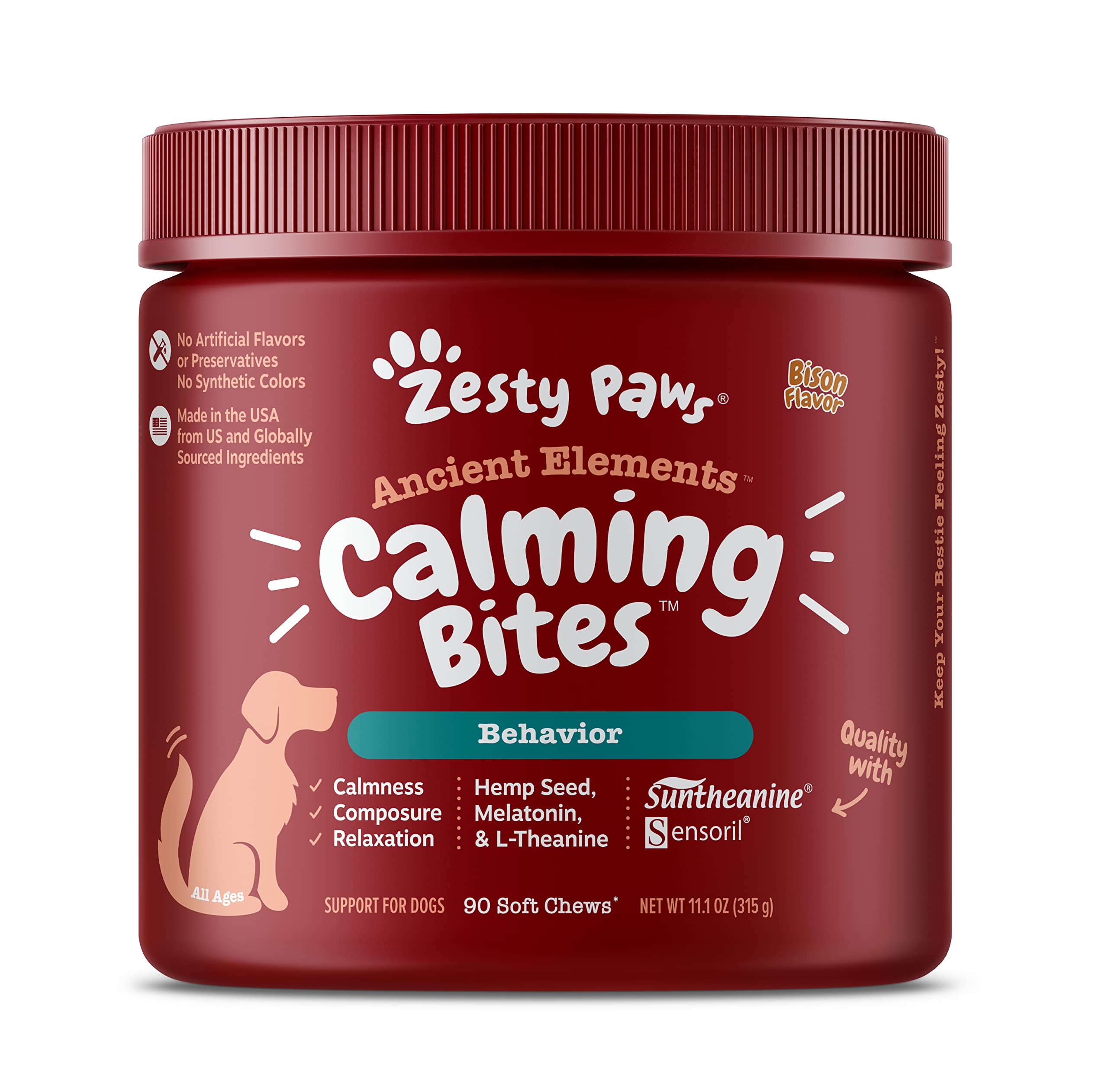 Zesty Paws Calming Chews for Dogs - Composure & Relaxation for Everyday Stress & Separation - for Fireworks, Storms & Travel - A